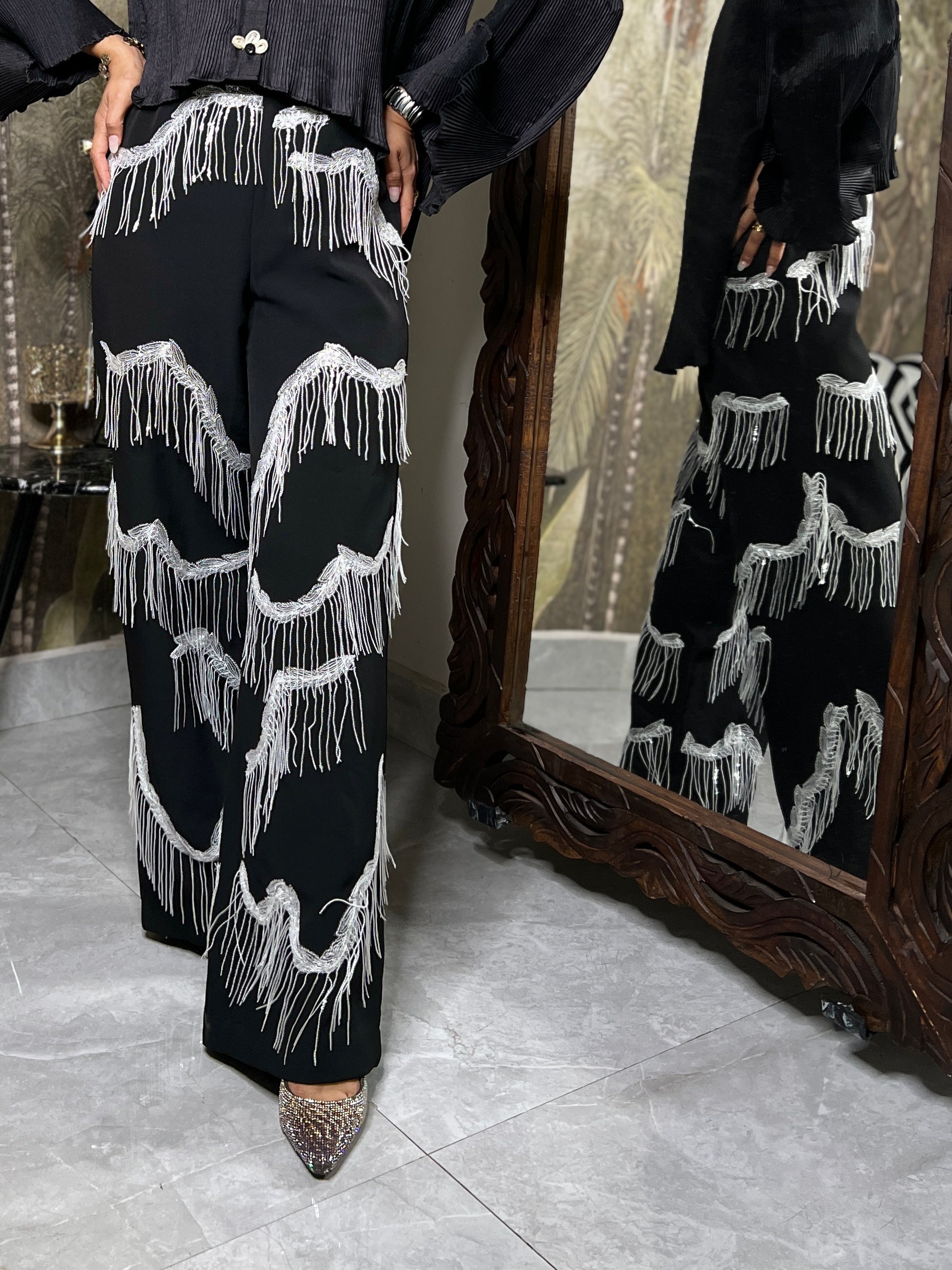 Black Pants with silver tassels