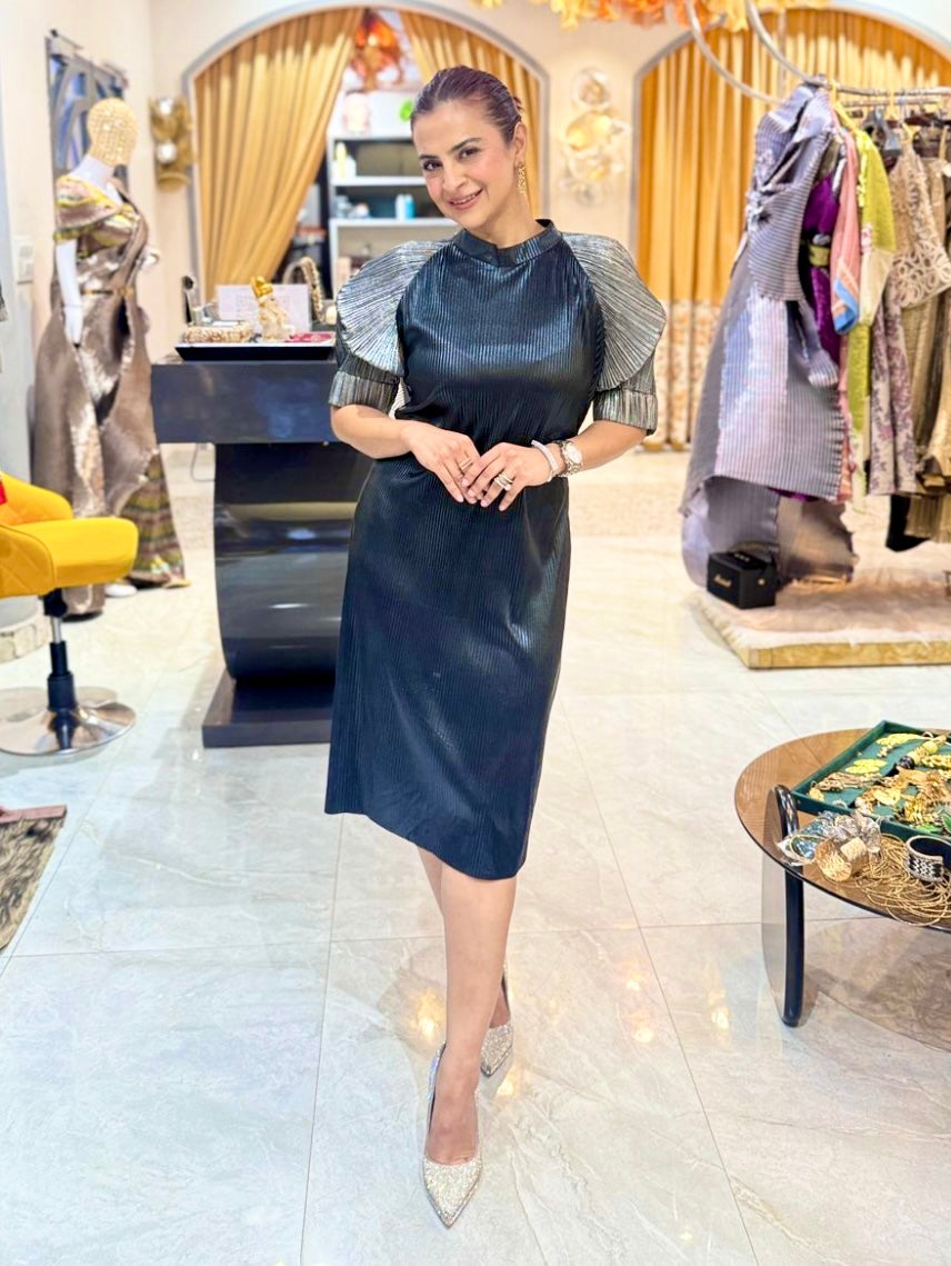 Faux Leather Dress in Black