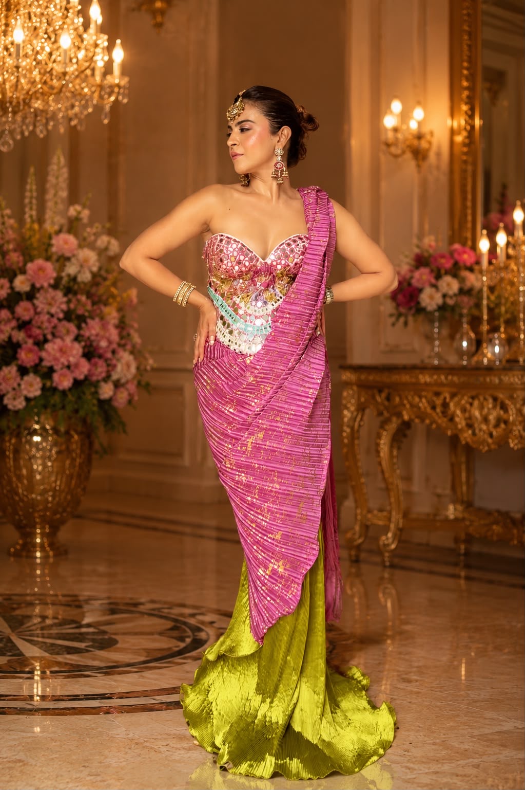 Gulmohar Drape Saree with Corset Blouse