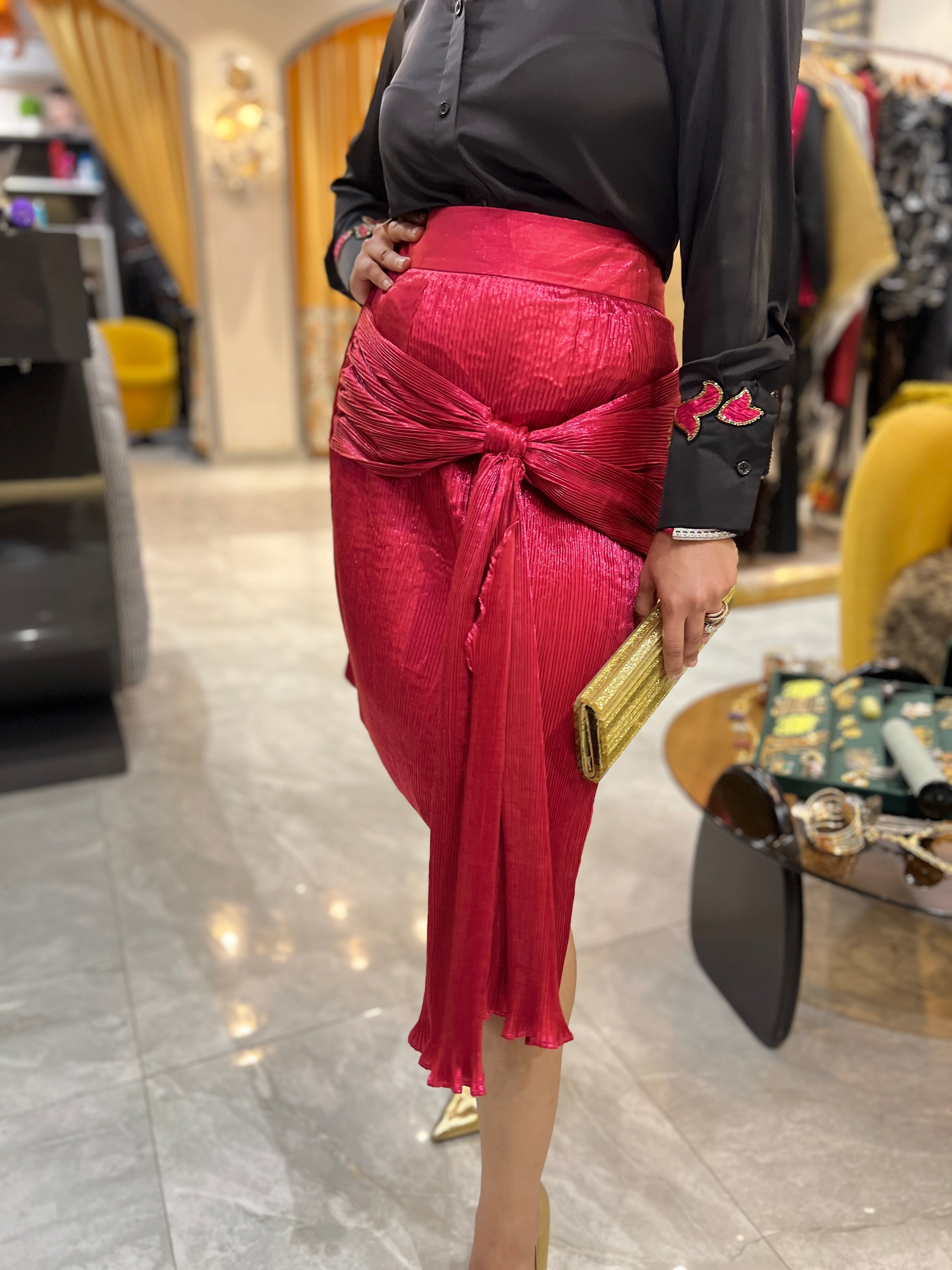 Bow shimmer skirt in pink