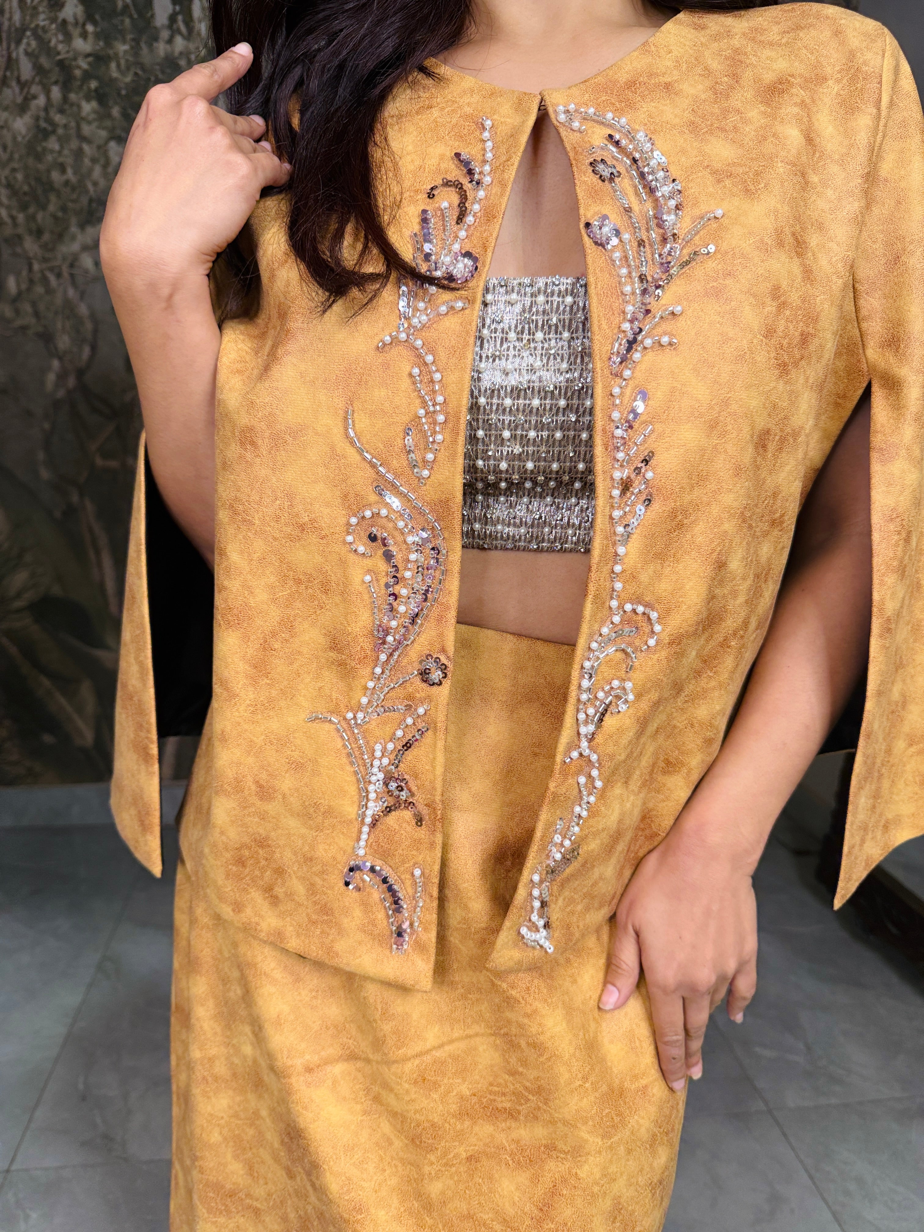 Amber Dune Cape set in Mustard