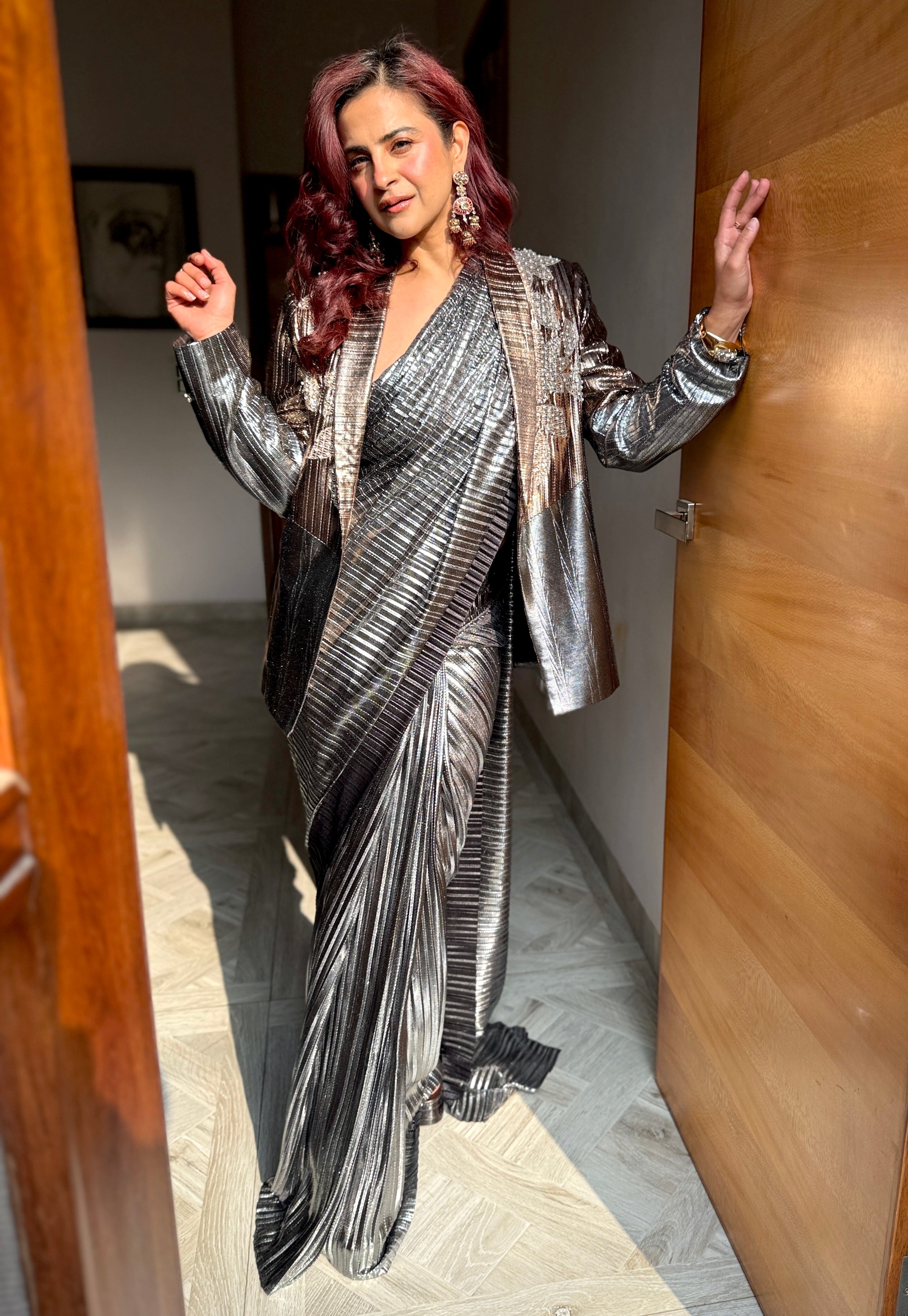 Argent Ember Blazer with Saree