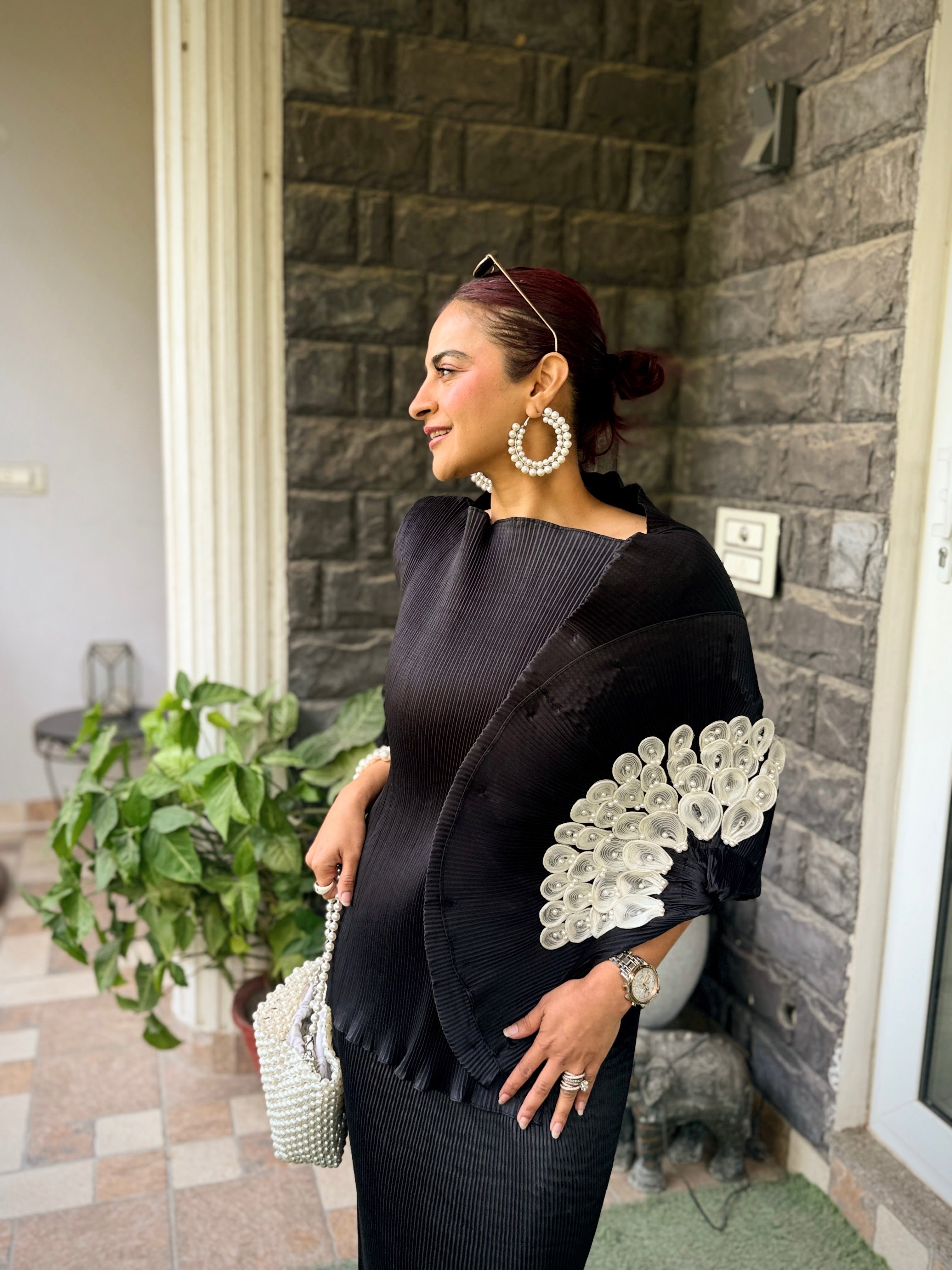 Midnight Lunar Bloom Top in Black