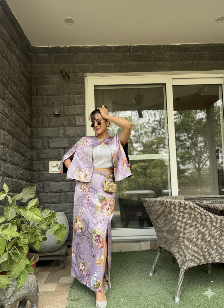 Victorian Bloom Cape set in Lavender