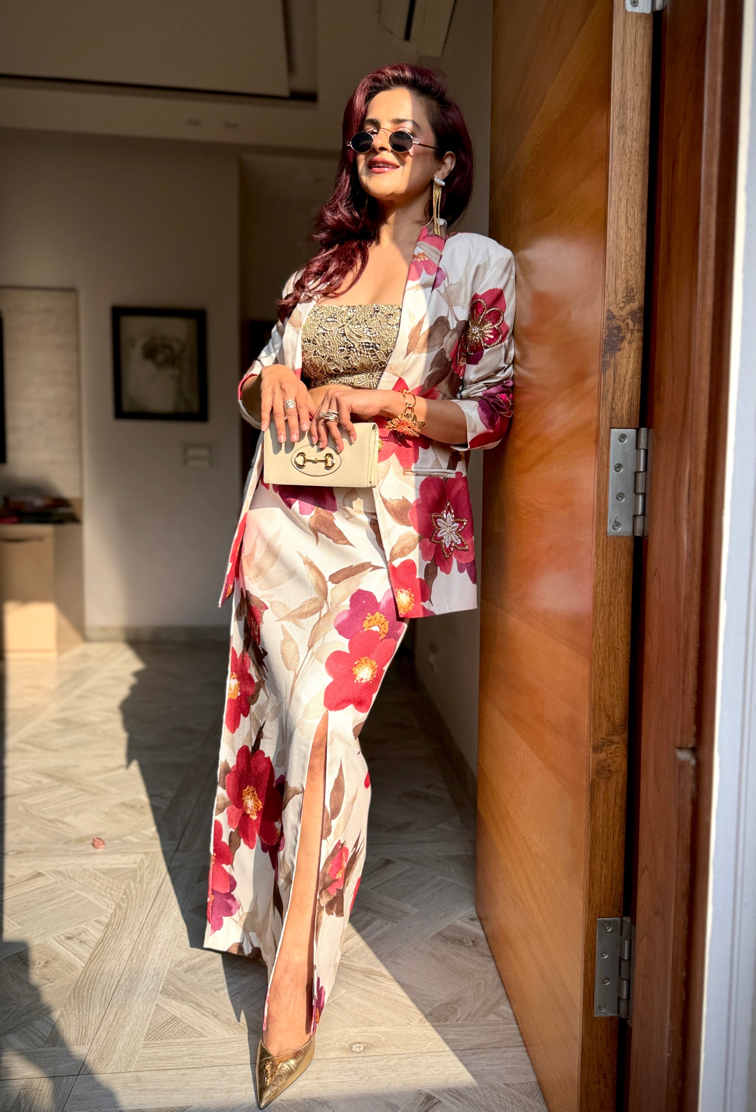 Tropical Luxe Blazer set in Red and White