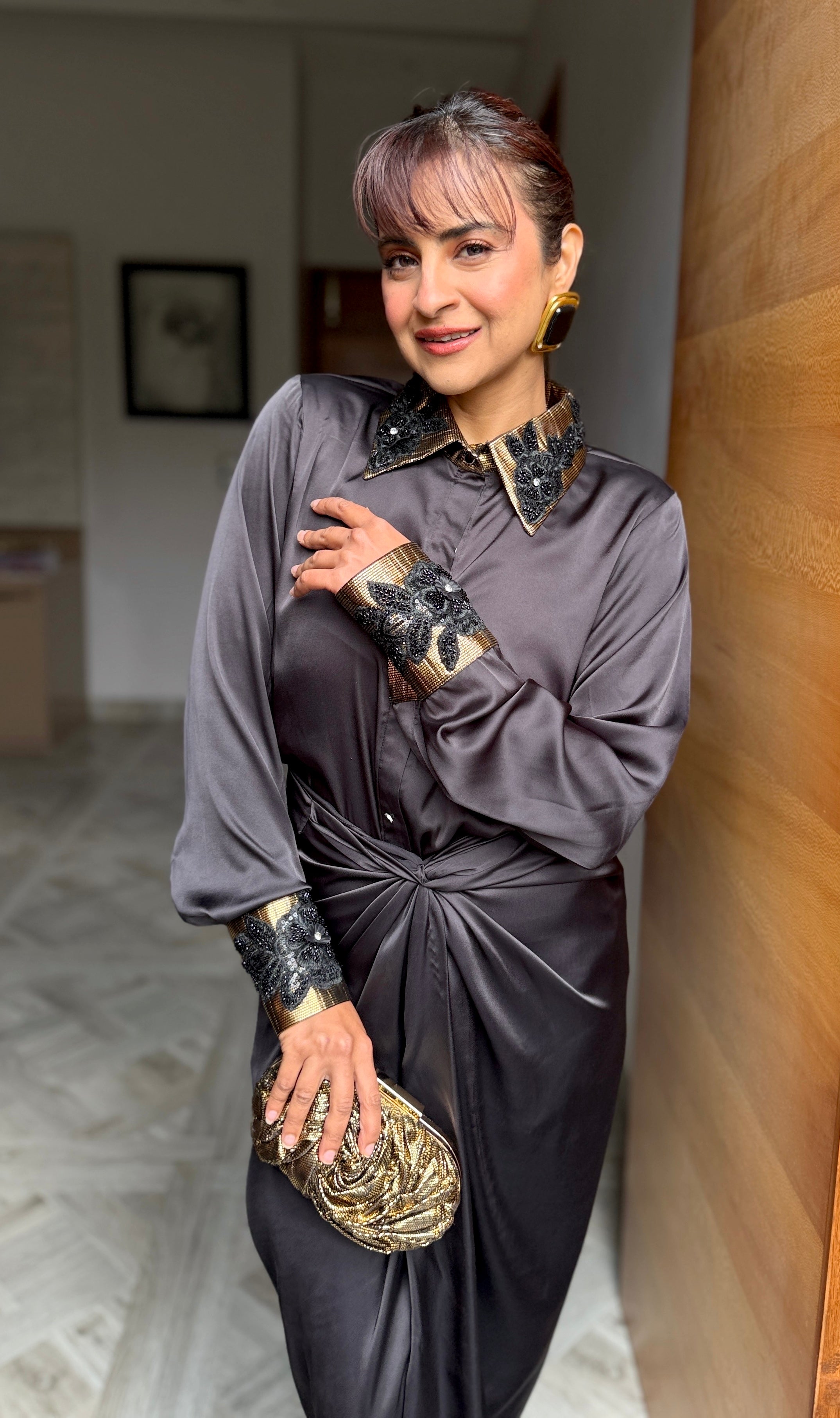 Halo Black Shirt and Skirt Set