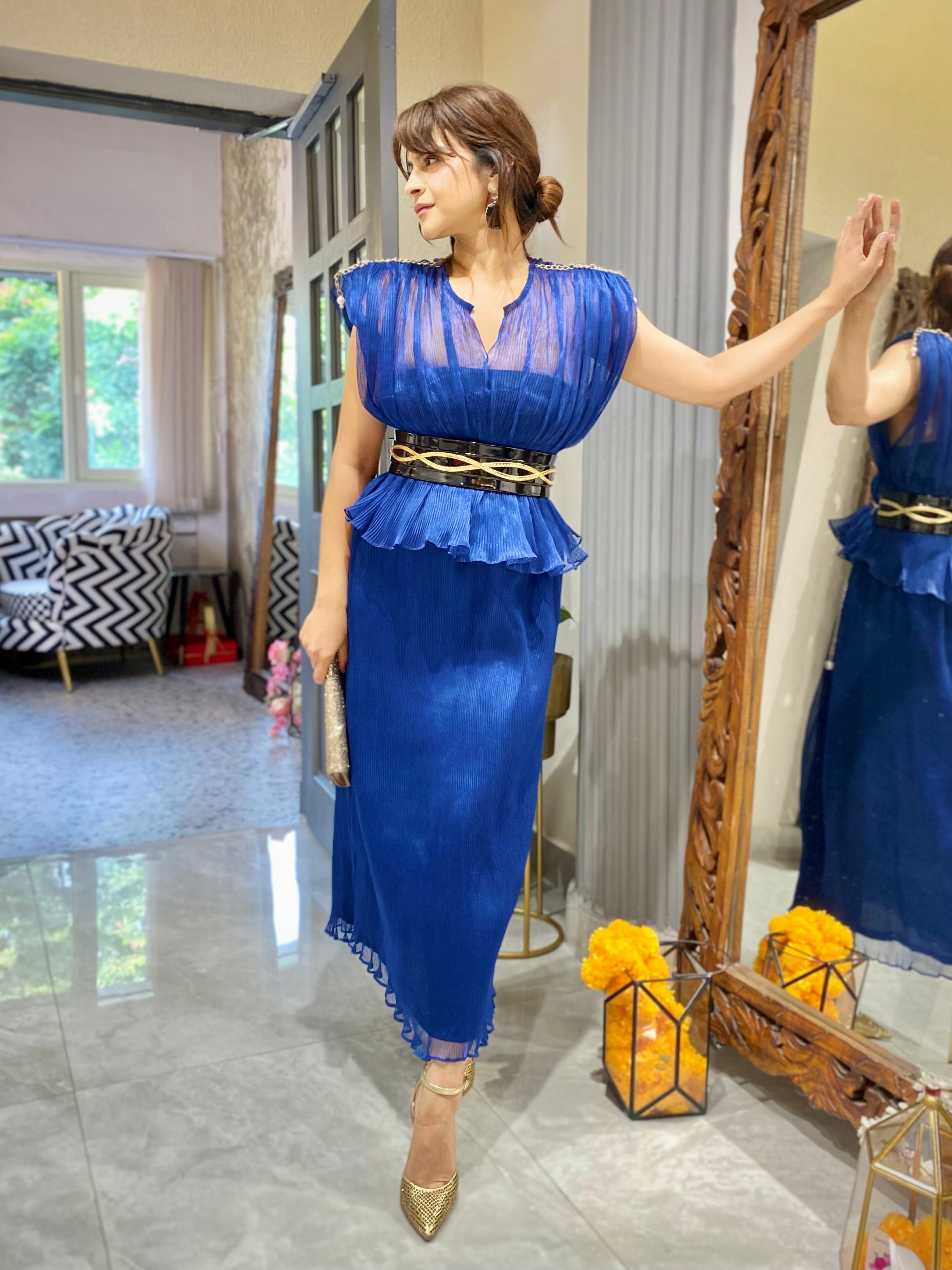 Indigo ruched moonlift long skirt set