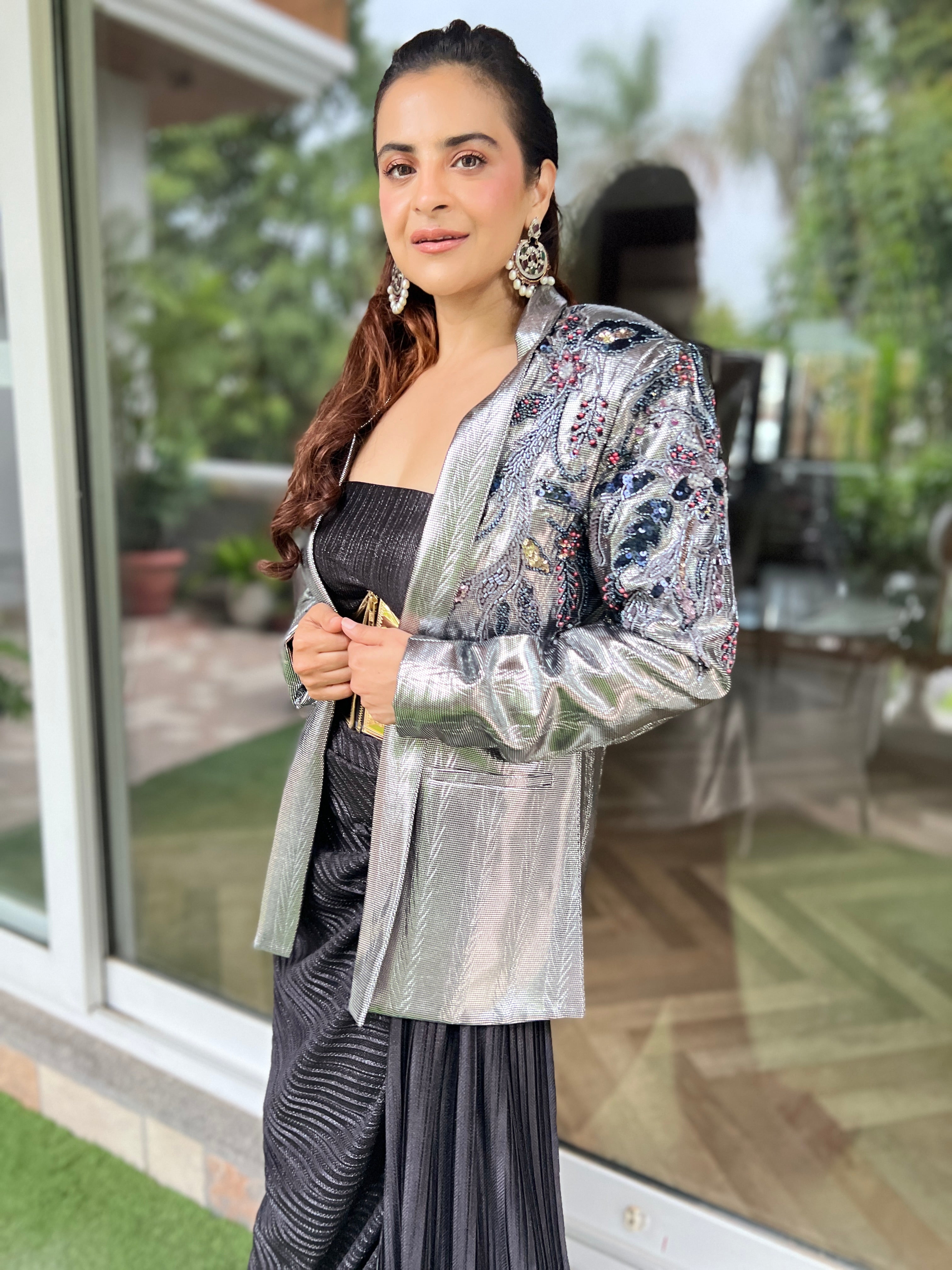 Onyx Silver Foil Zuri blazer