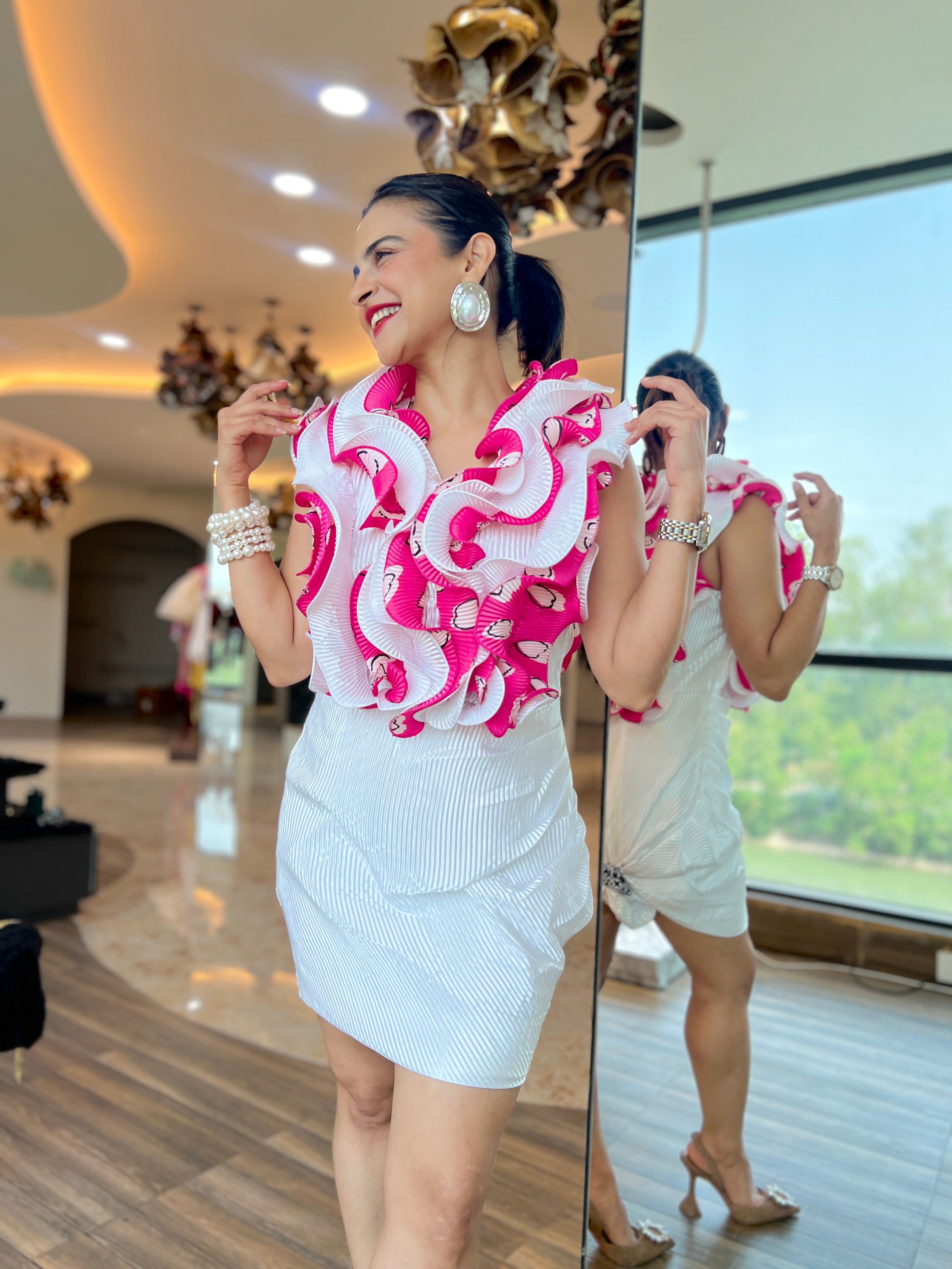 Ruffle dream dress in pink ethereal