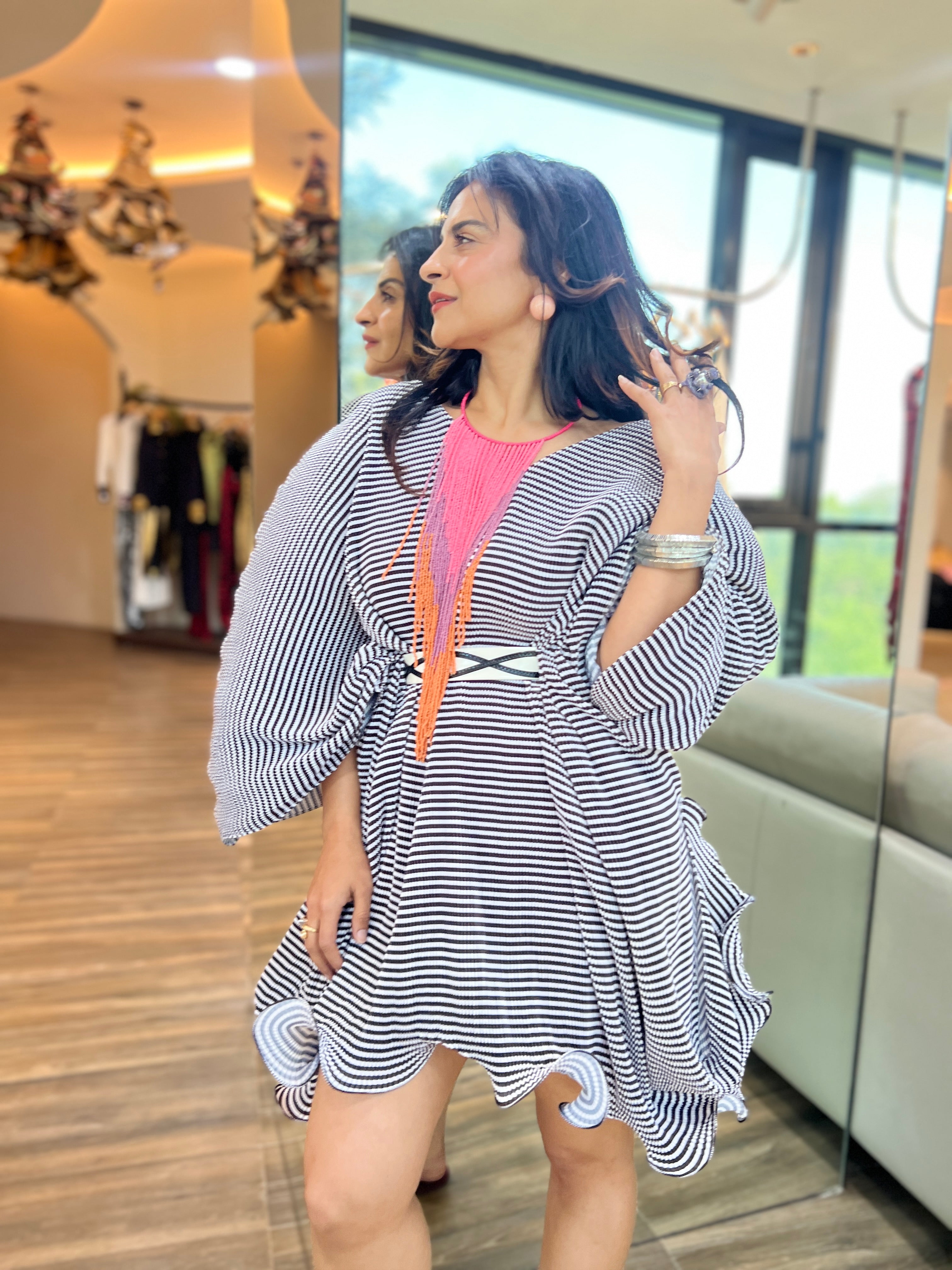 Moon kaftan in black stripe