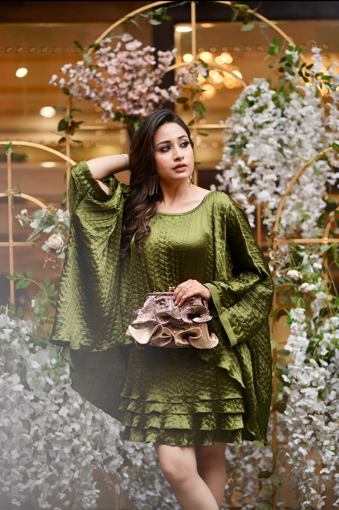 Emerald green layered dress