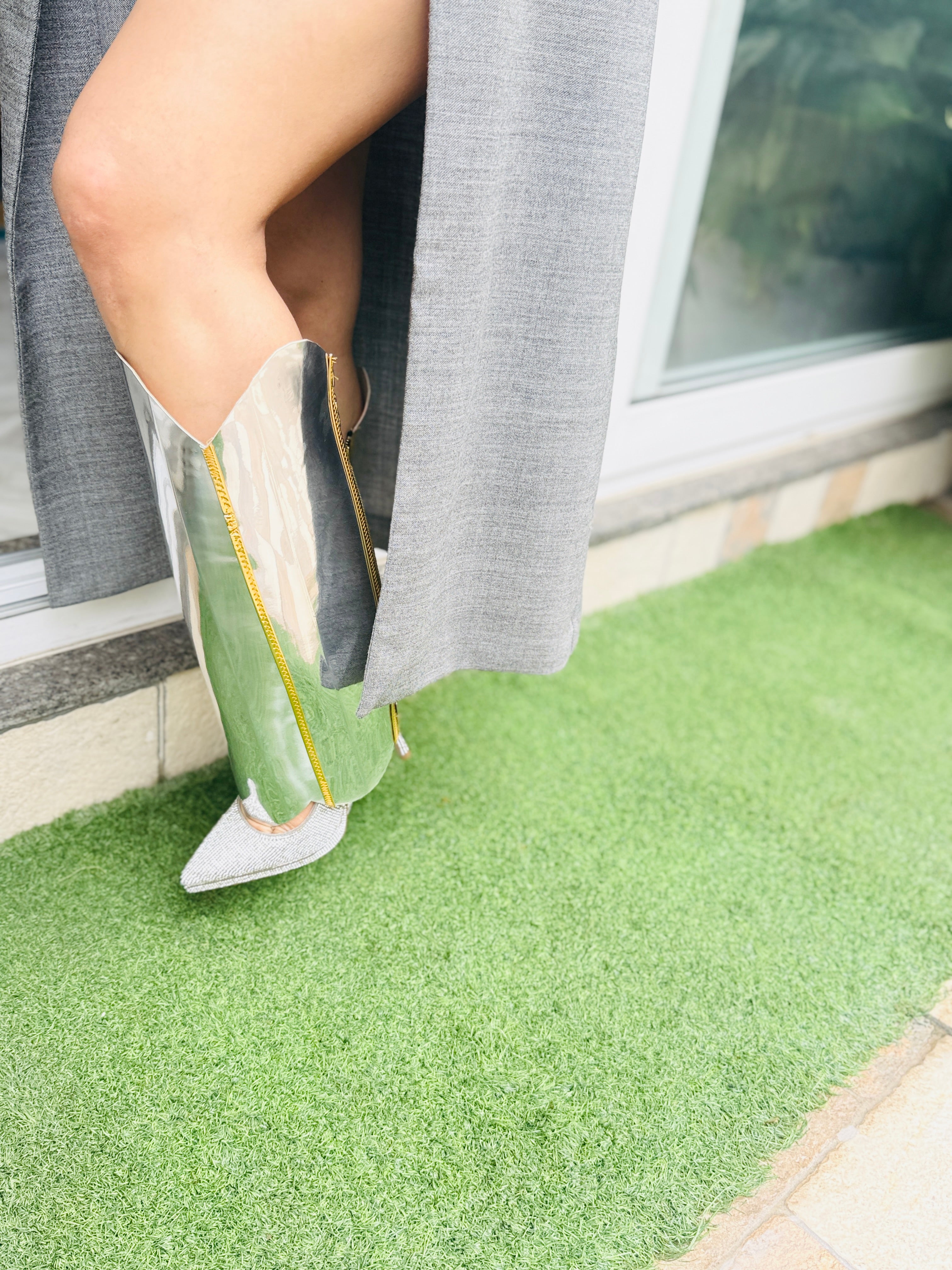 Metallic Dream Boot Shafts in Silver