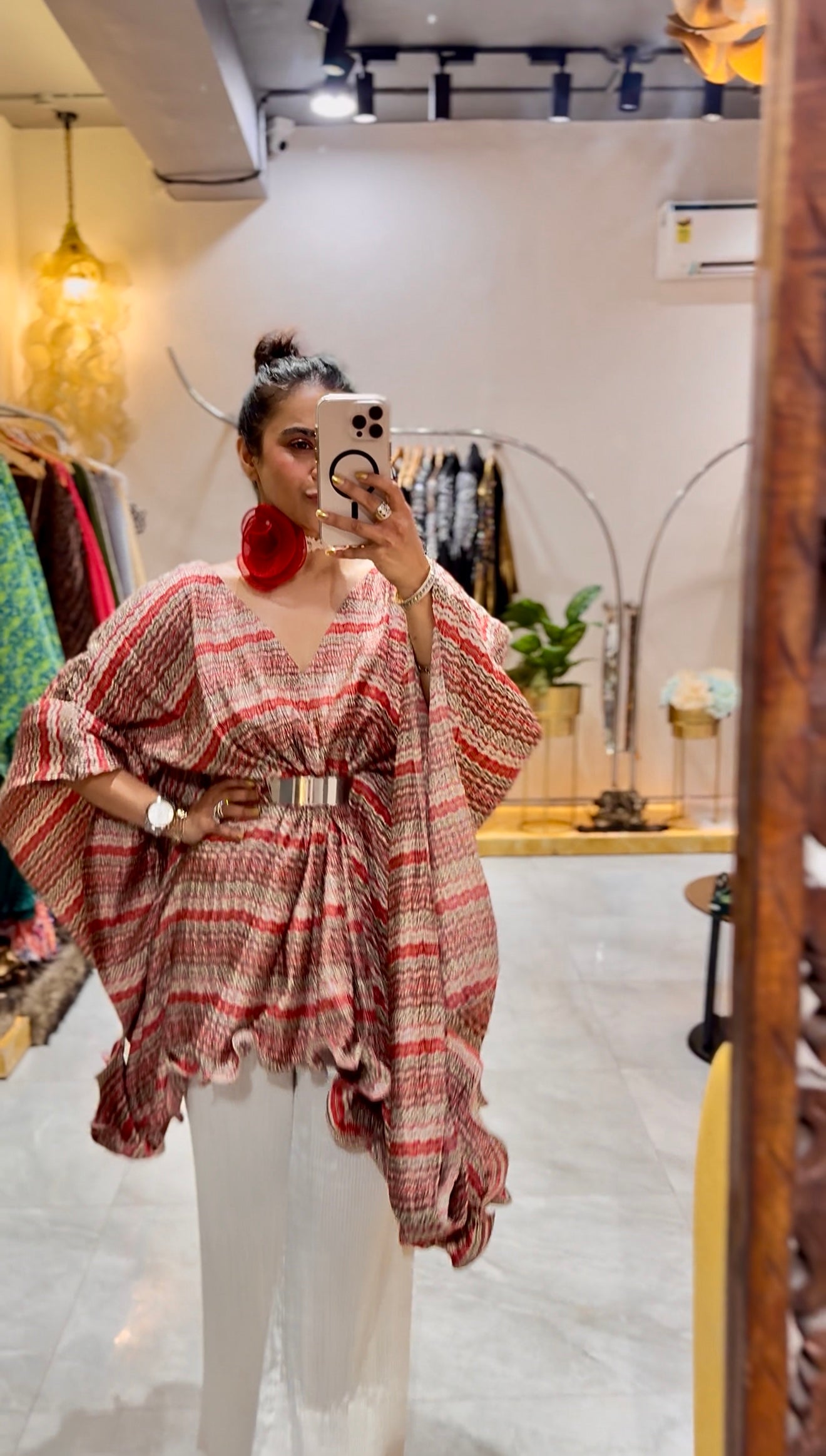 Moon kaftan in red stripe