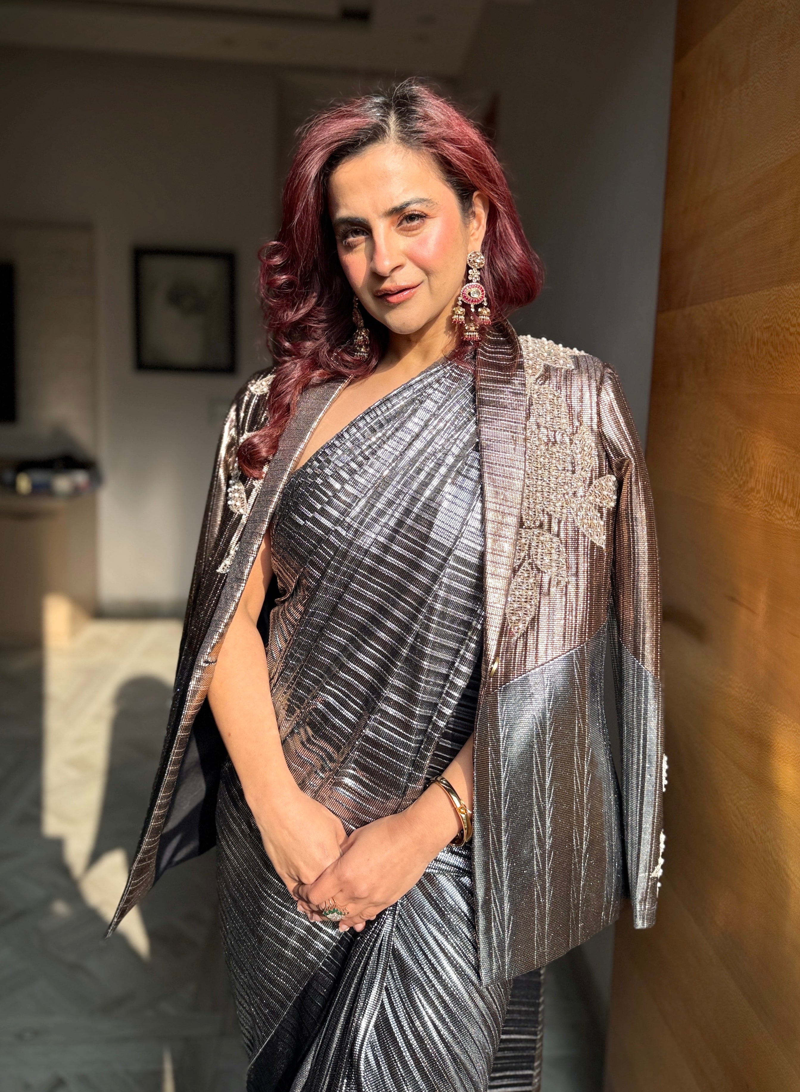 Argent Ember Blazer with Saree