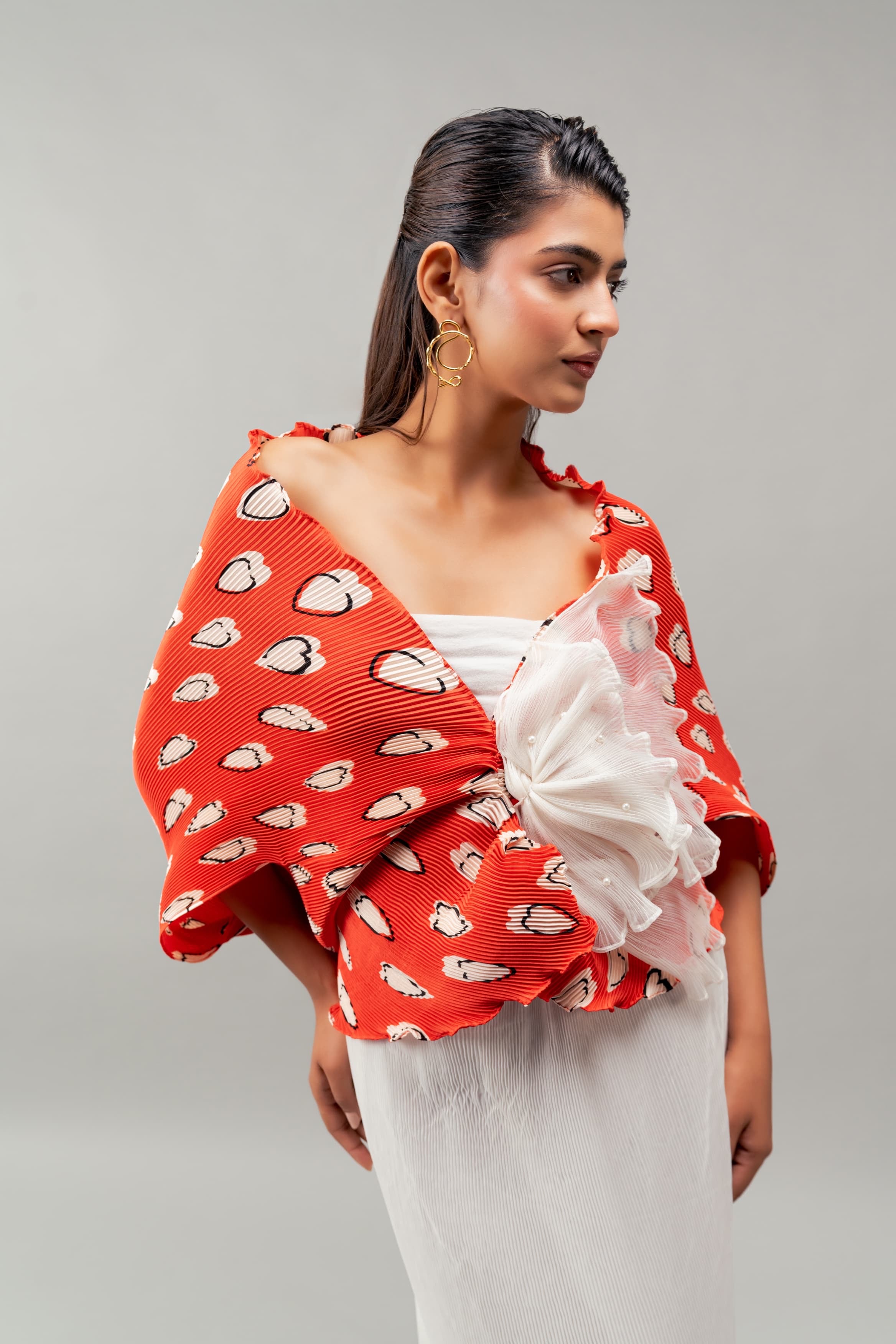 Red hearts cover up top with white embellishment