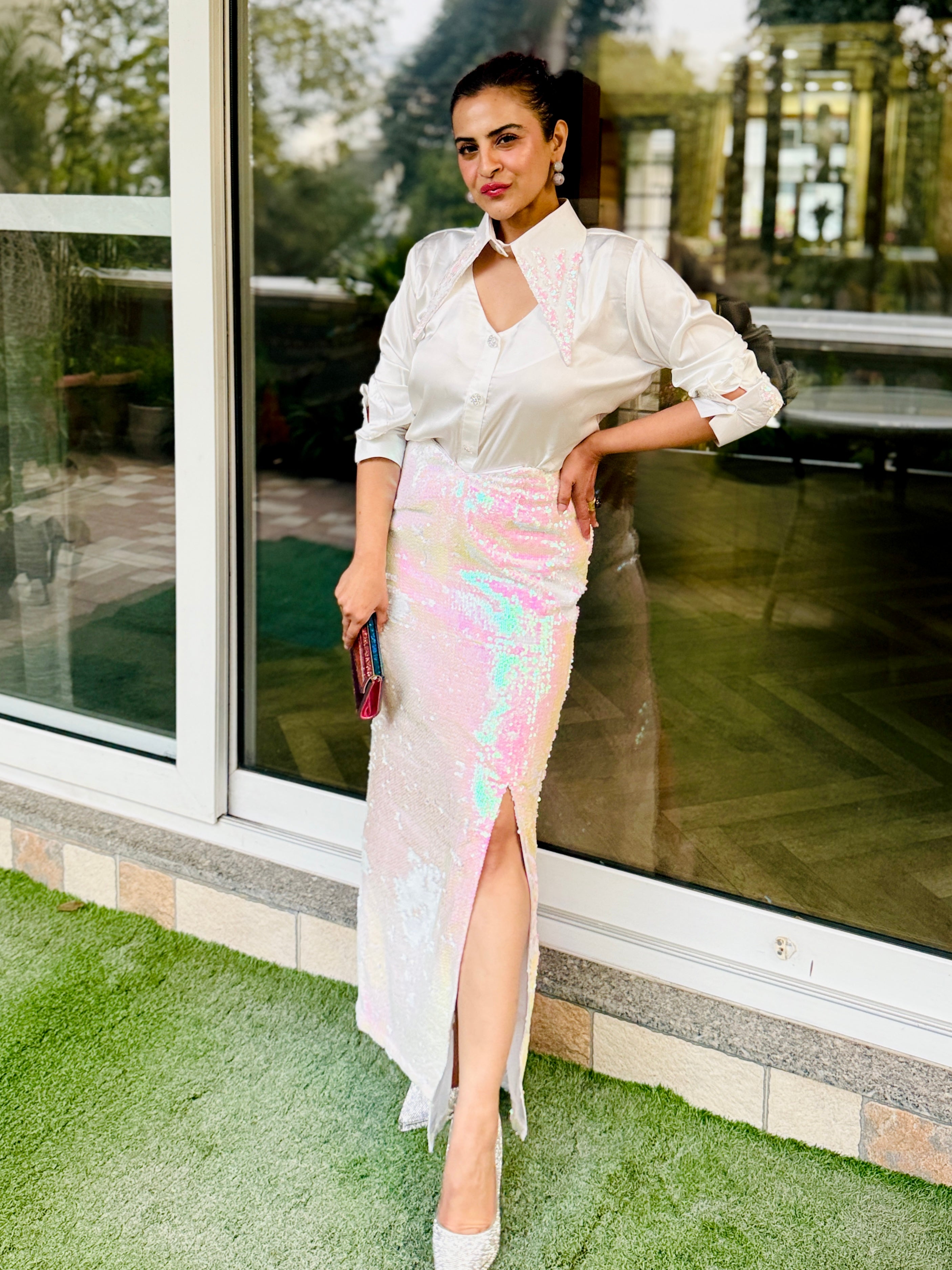 Pearl chrome Set in Chromatic White