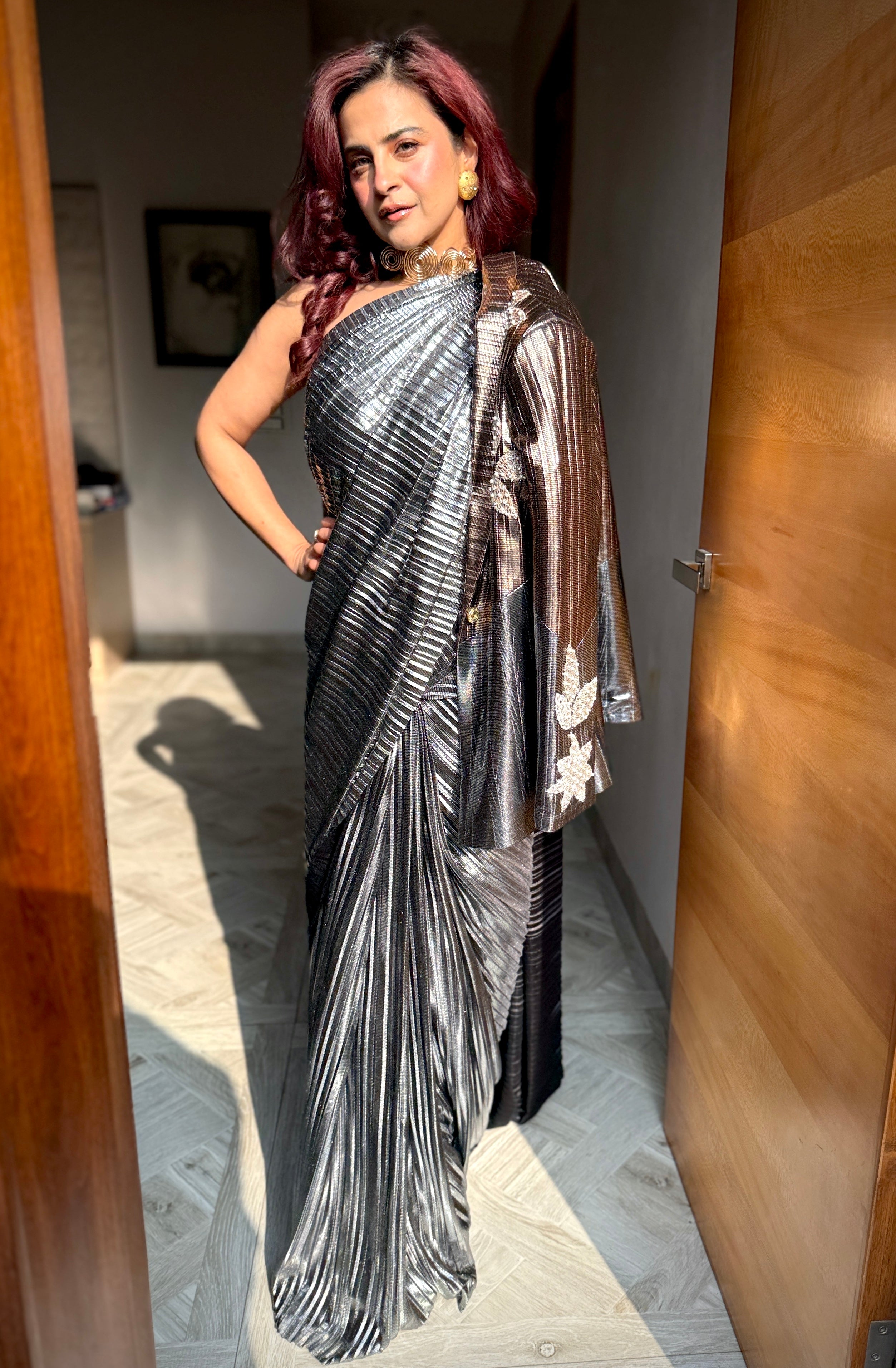 Argent Ember Blazer with Saree