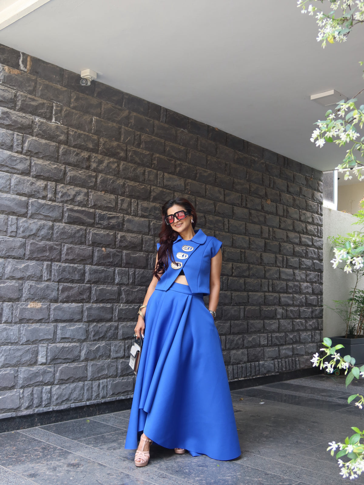 High low skirt set in royal Blue . Neoprene edit