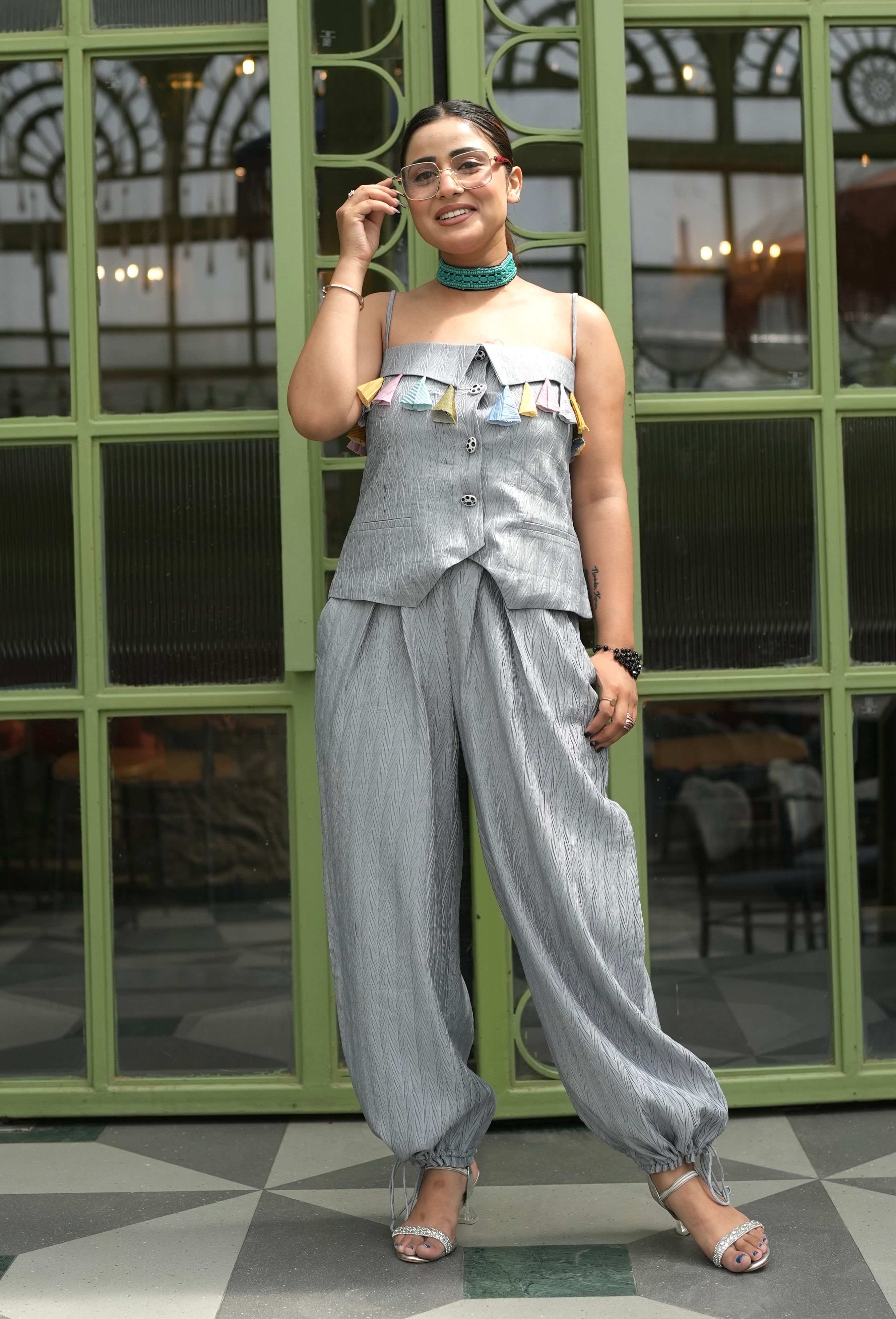 Tassel Tale Pants Coord Set in Grey