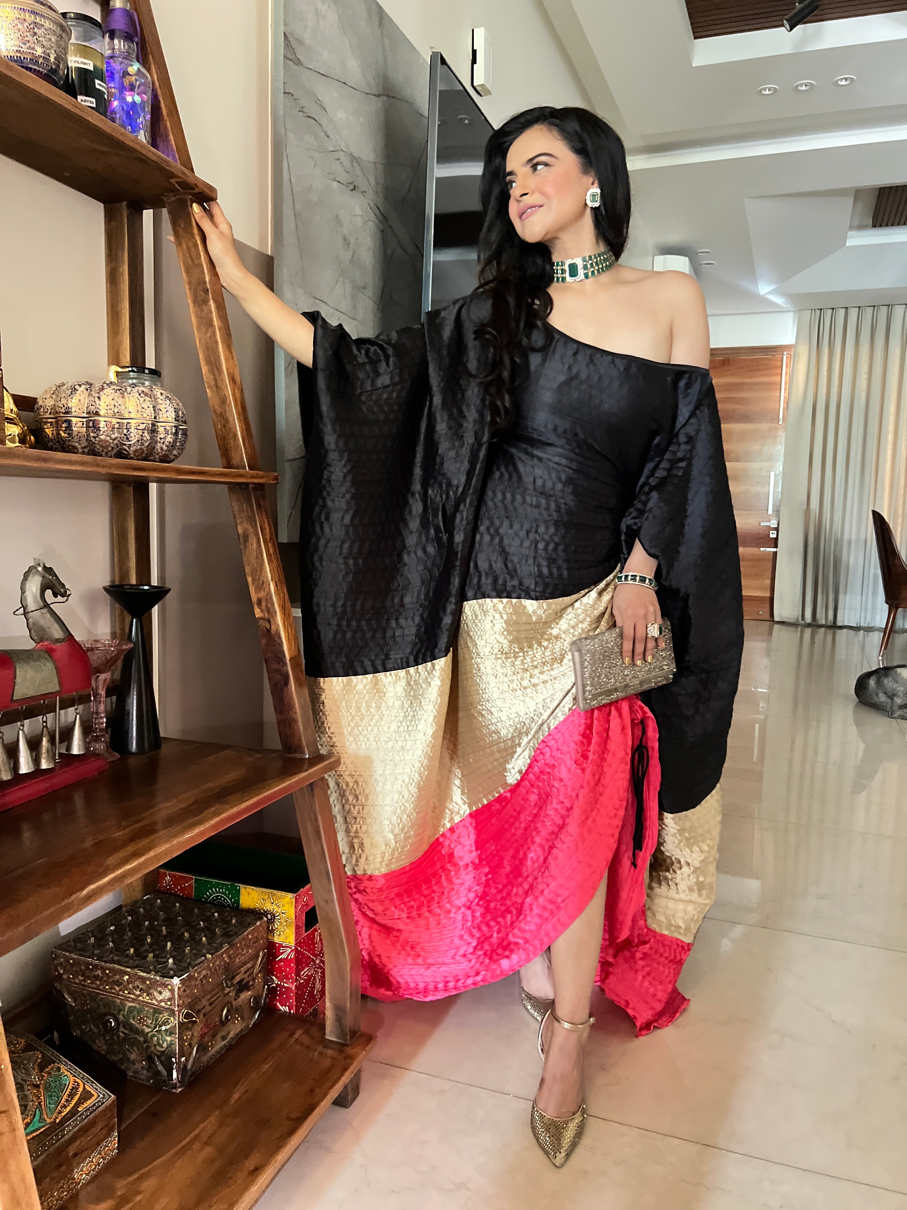 Midnight Dahlia in Black, Gold and Pink