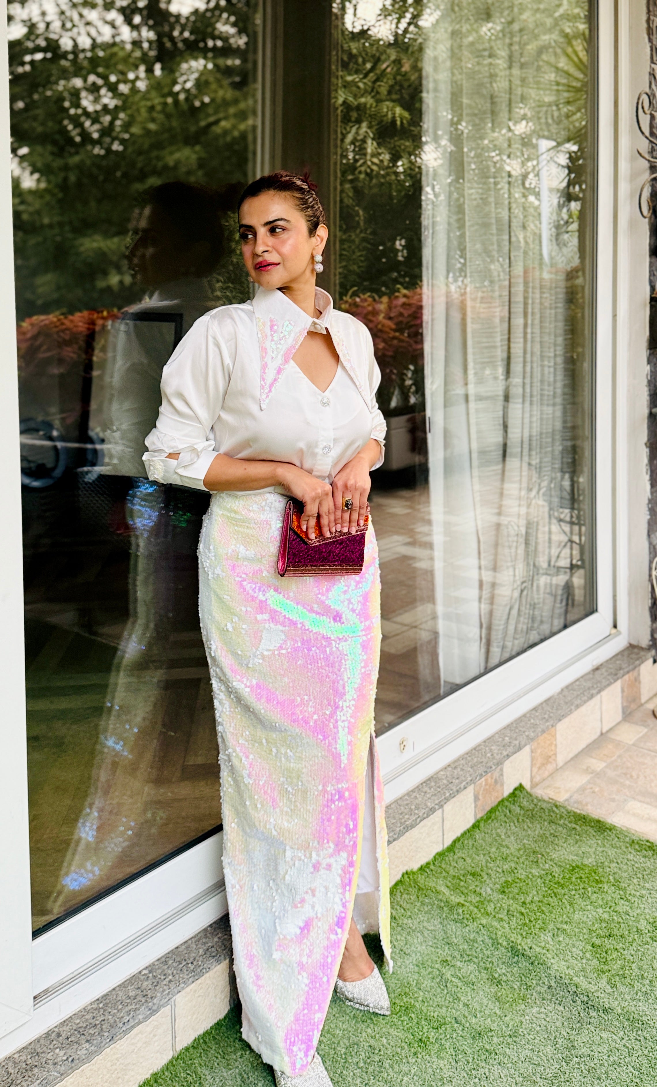 Pearl chrome Set in Chromatic White