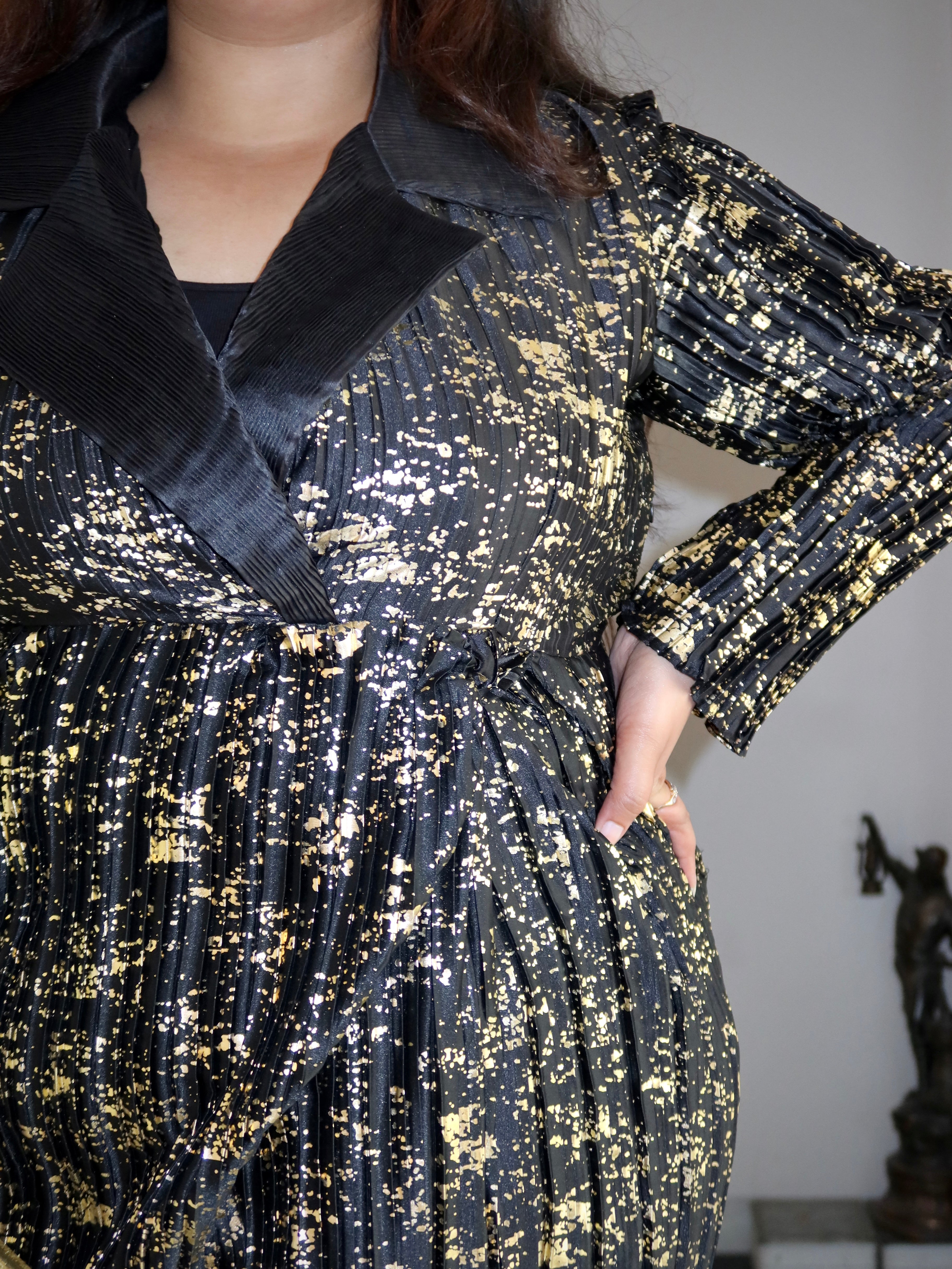 Midnight Fire Knot Dress in Black