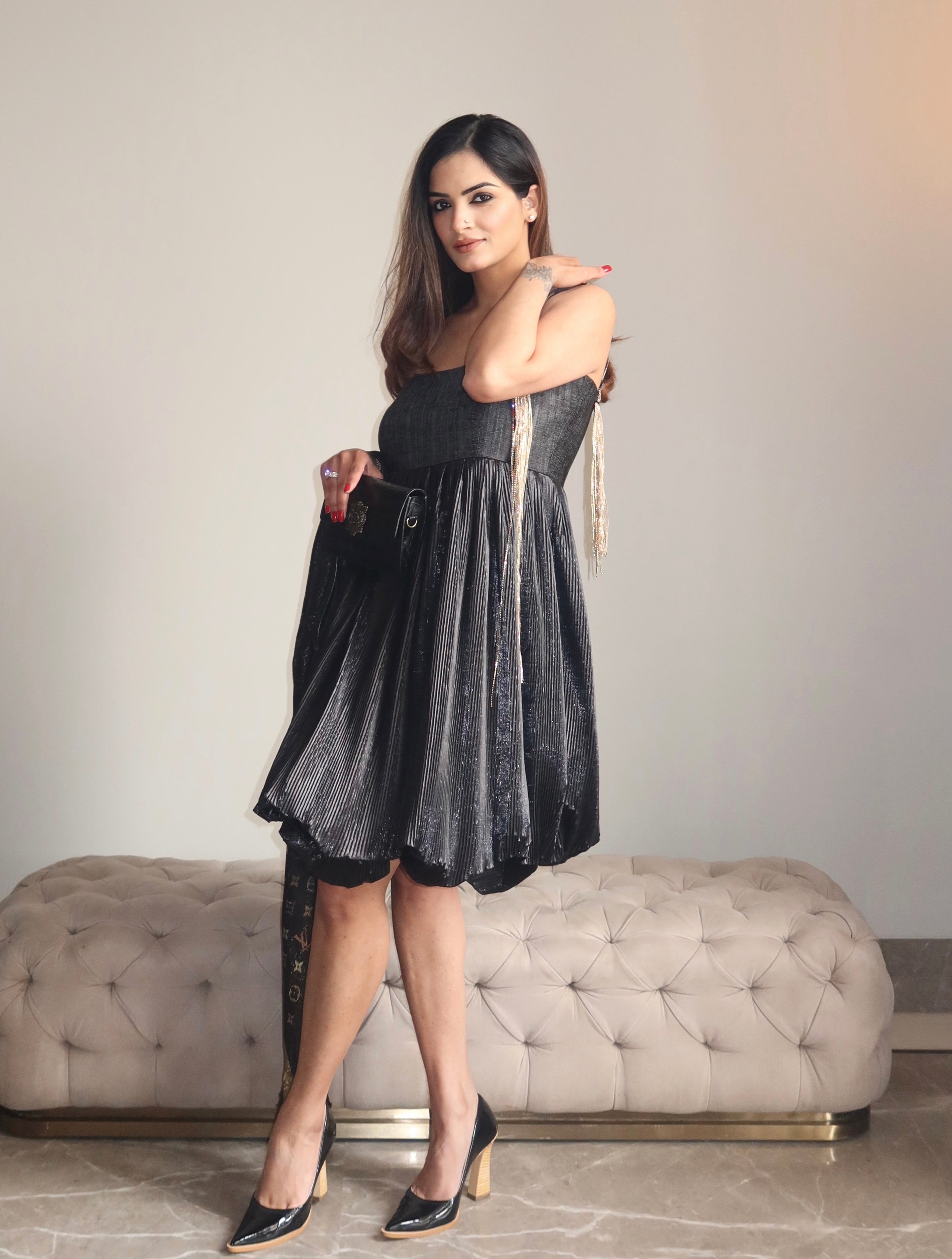 Haze peplum dress in Black