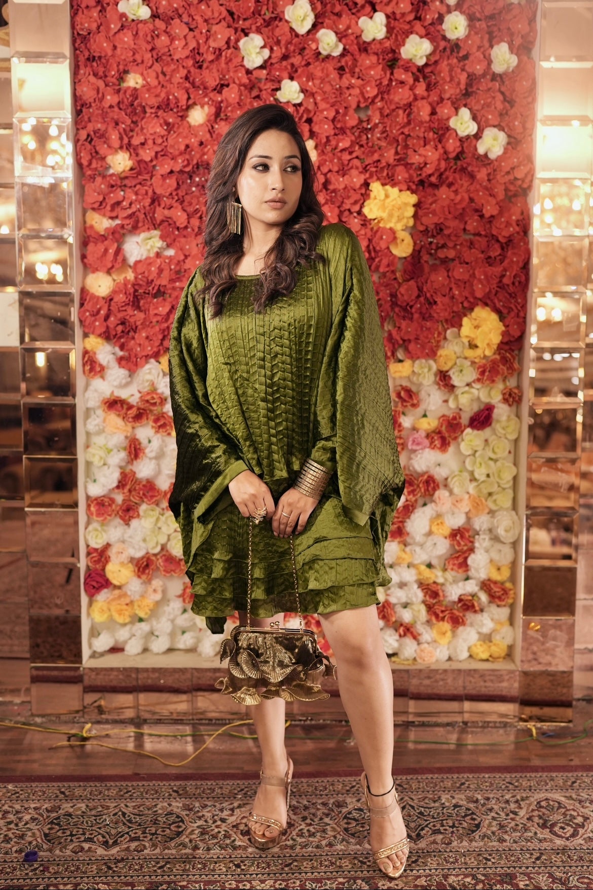 Emerald green layered dress