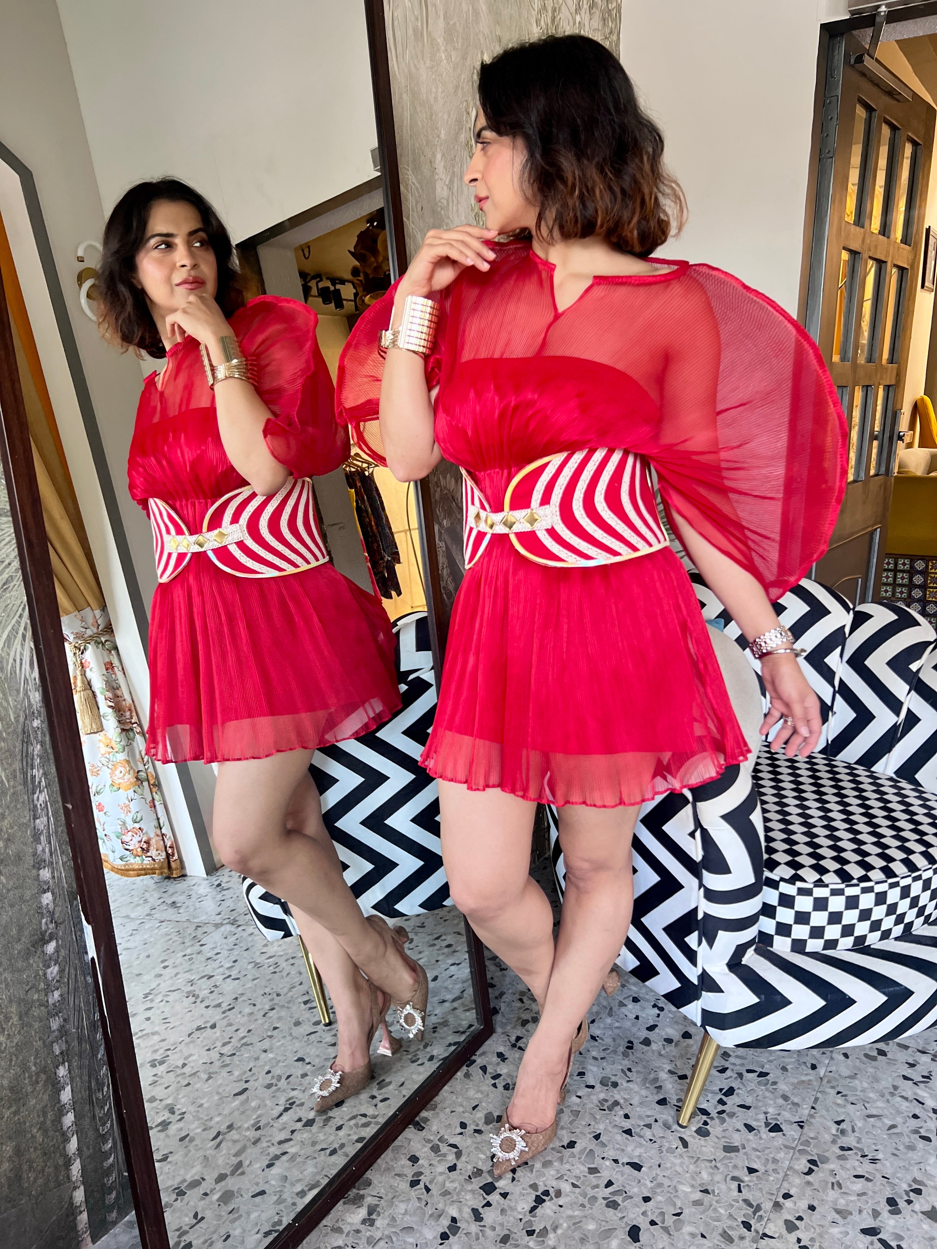 Red moon bow dress