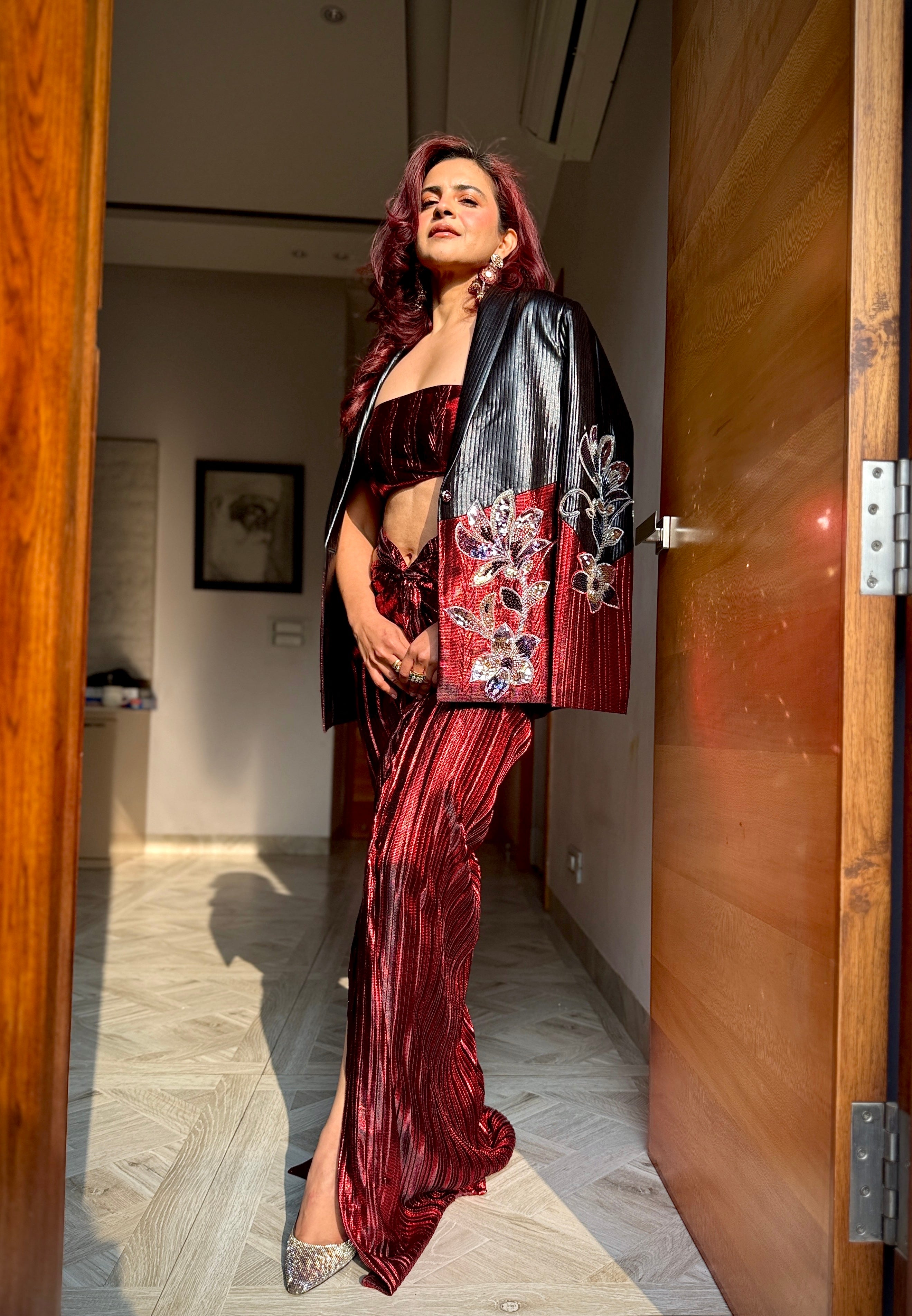 Rouge Obsidian Power Blazer  in Red and Black