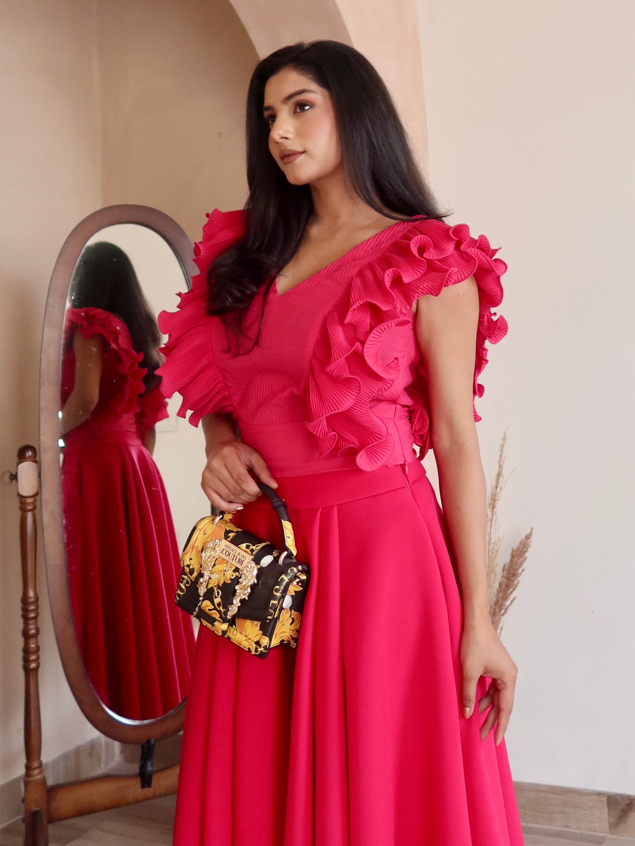 Rose Ruffle Affair Set in Pink and Red