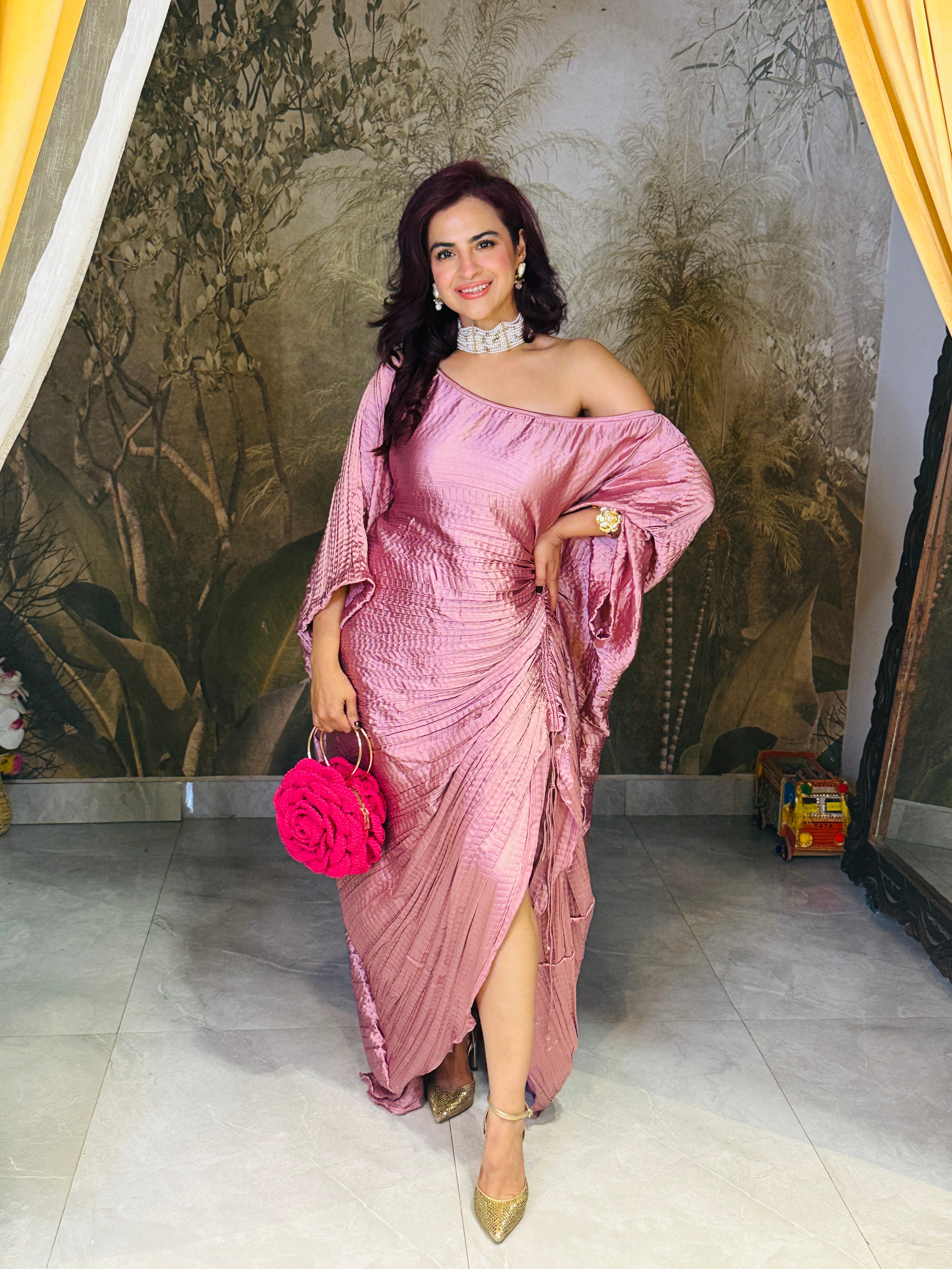 Opera Mauve ruched kaftan