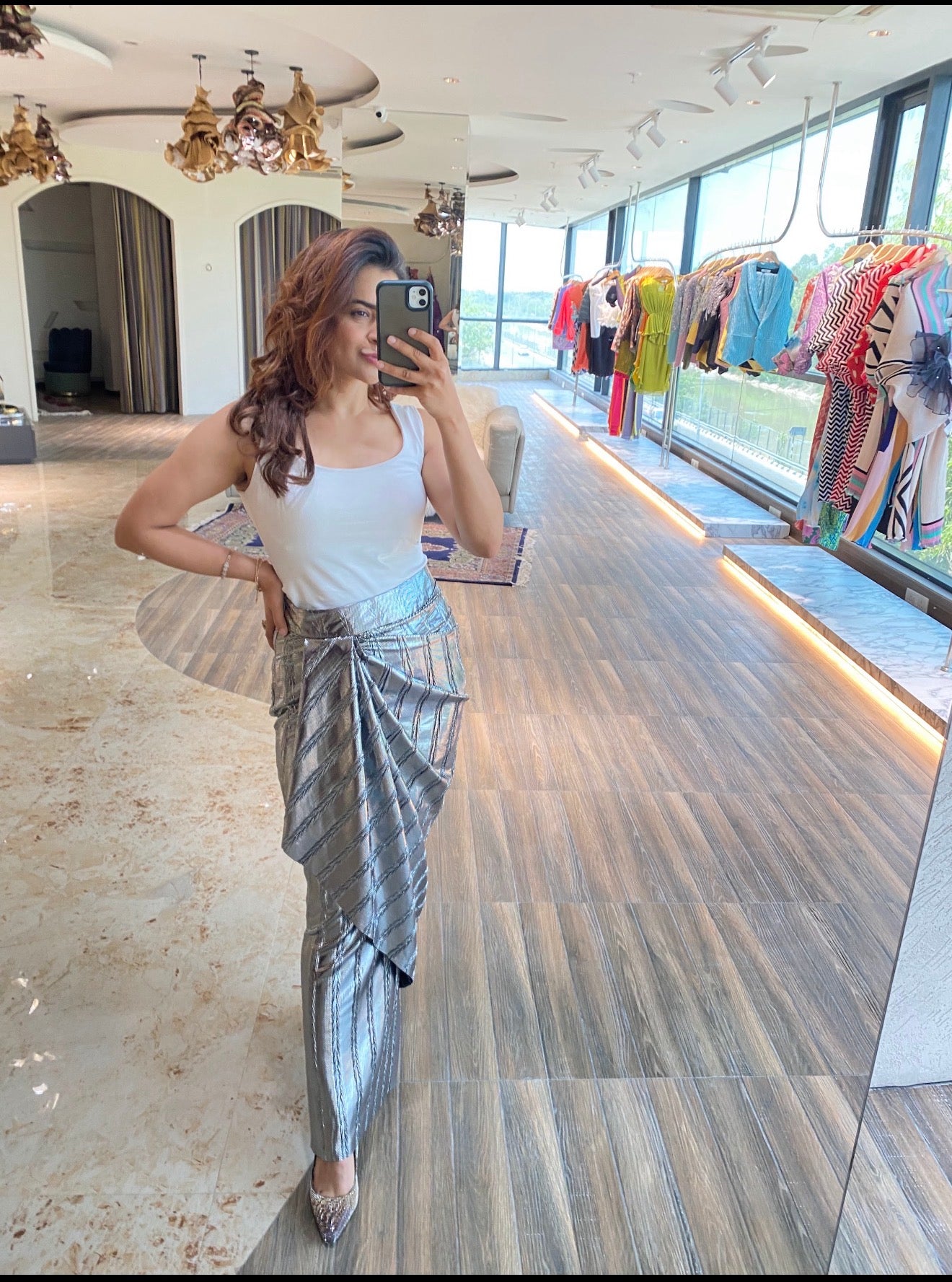 Silver foil drape skirt