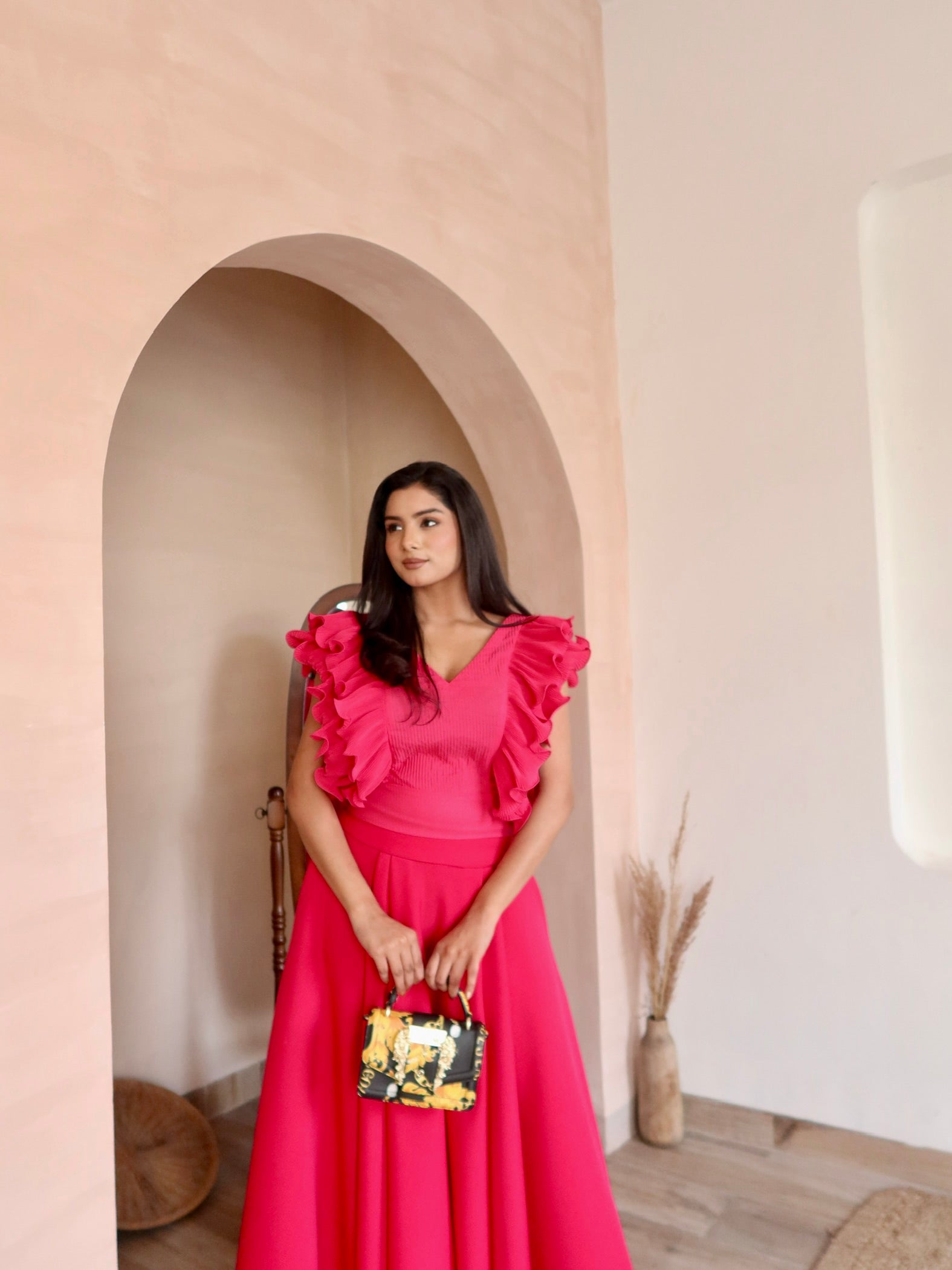 Rose Ruffle Affair Set in Pink and Red