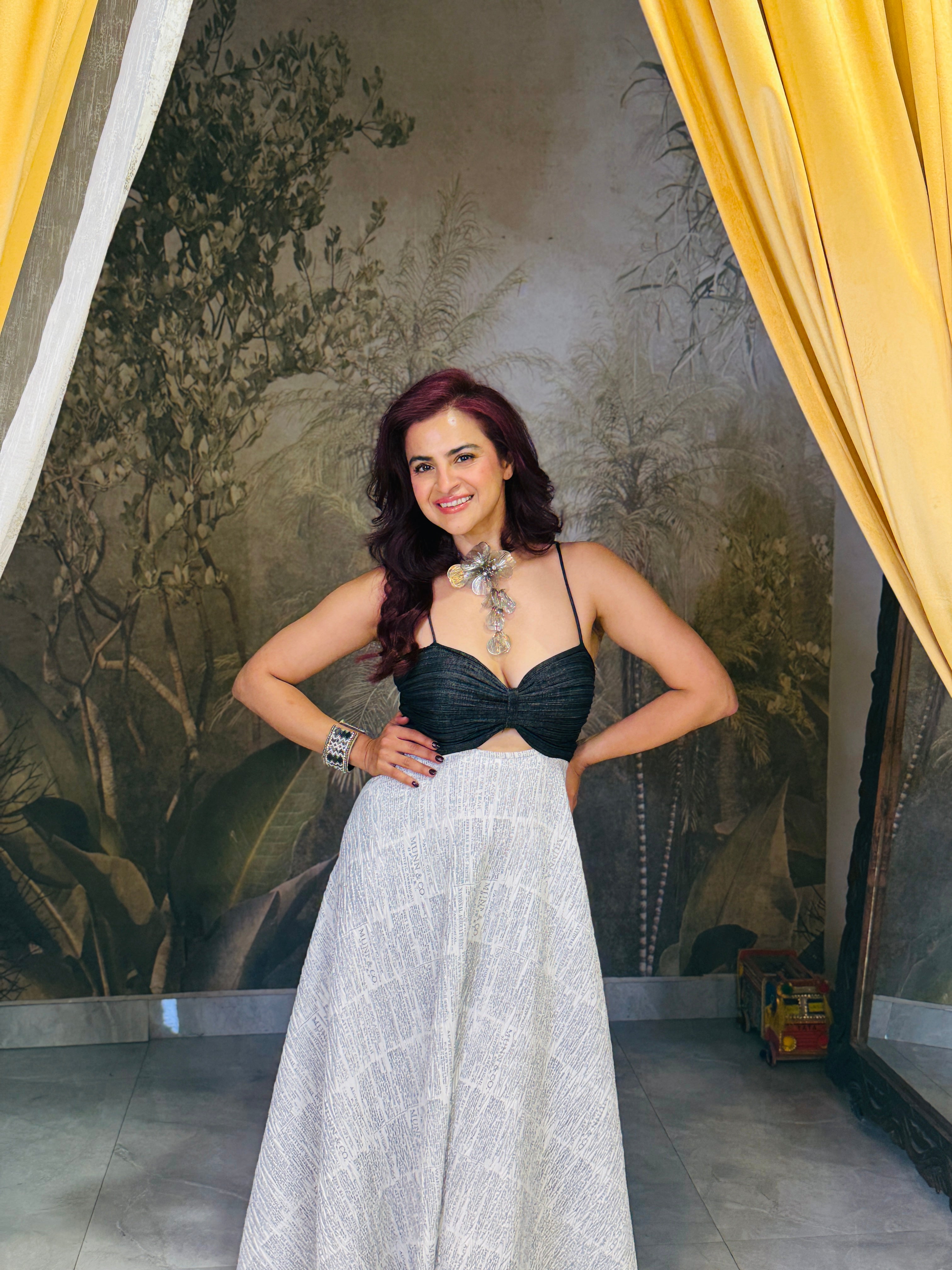 Bold denim Velvet white dress