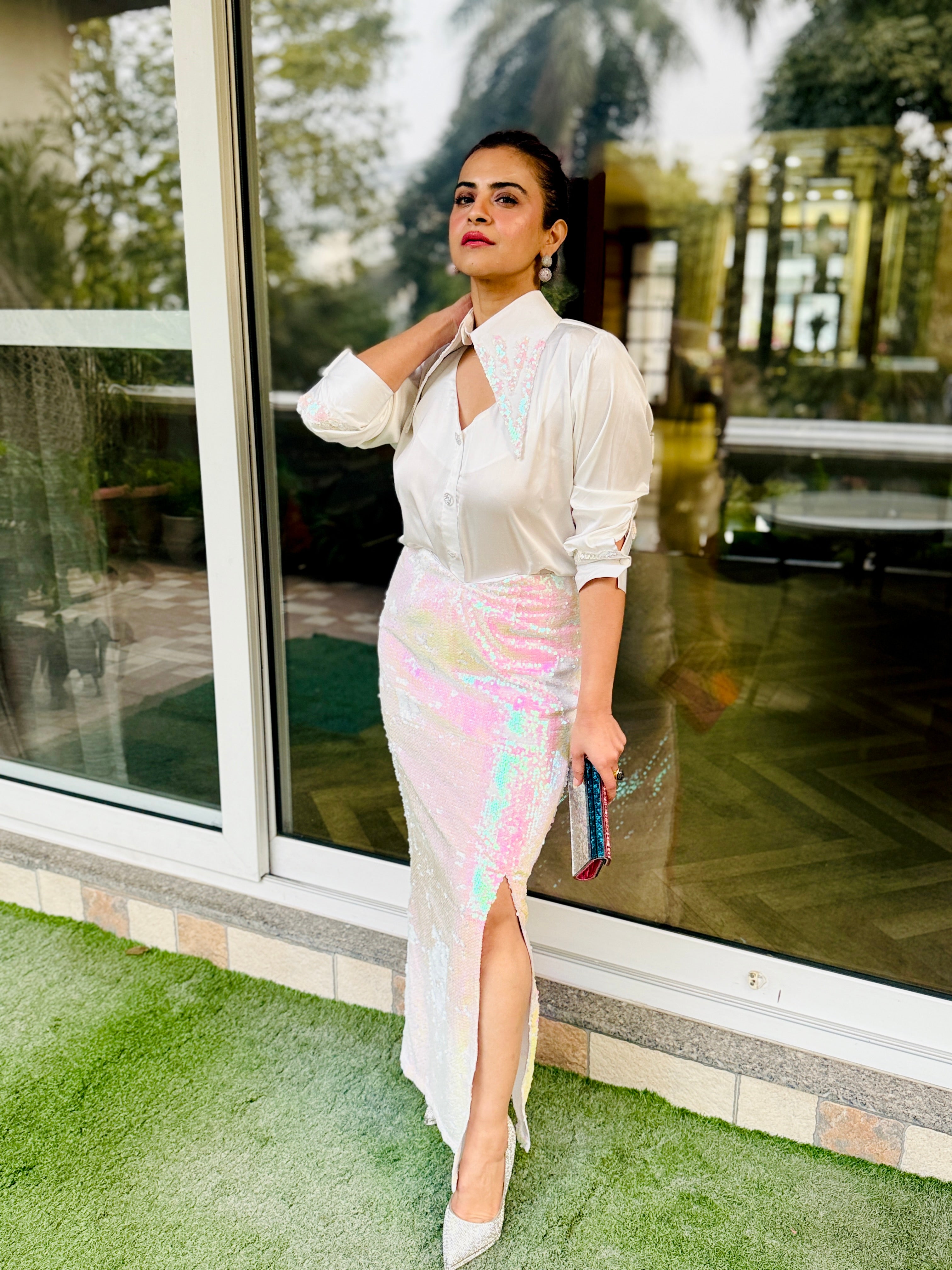 Pearl chrome Set in Chromatic White