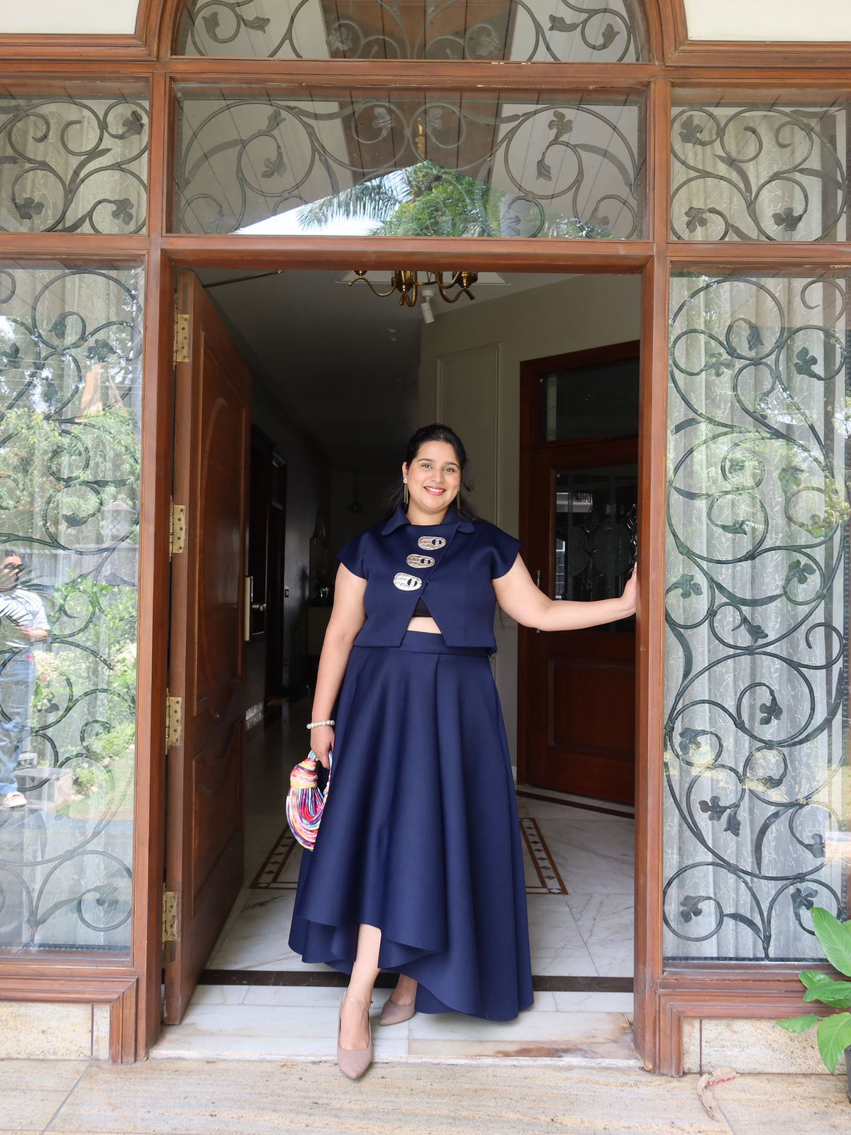 High low skirt set in Navy blue neoprene edit