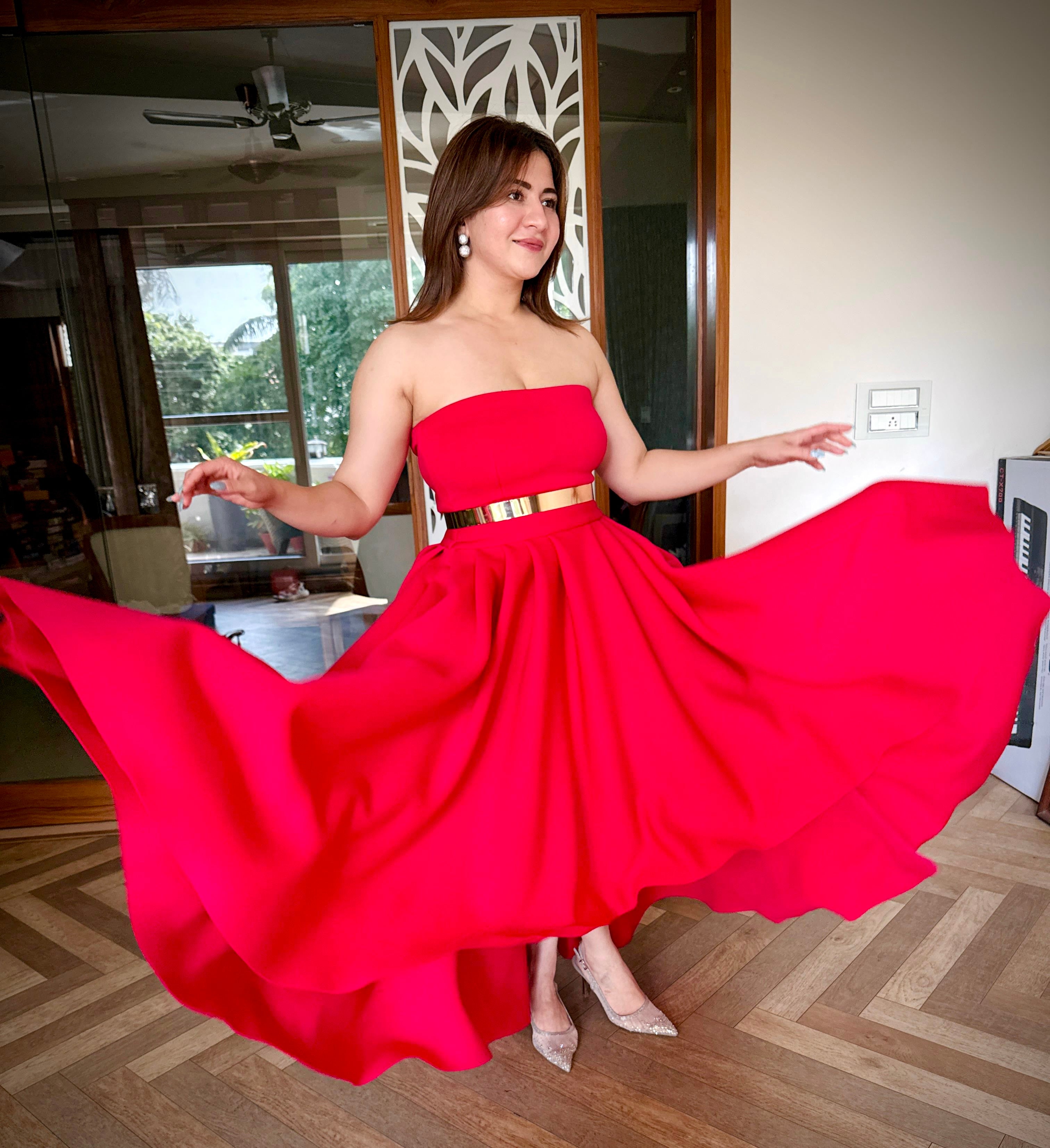 Crimson Flair Tube Dress