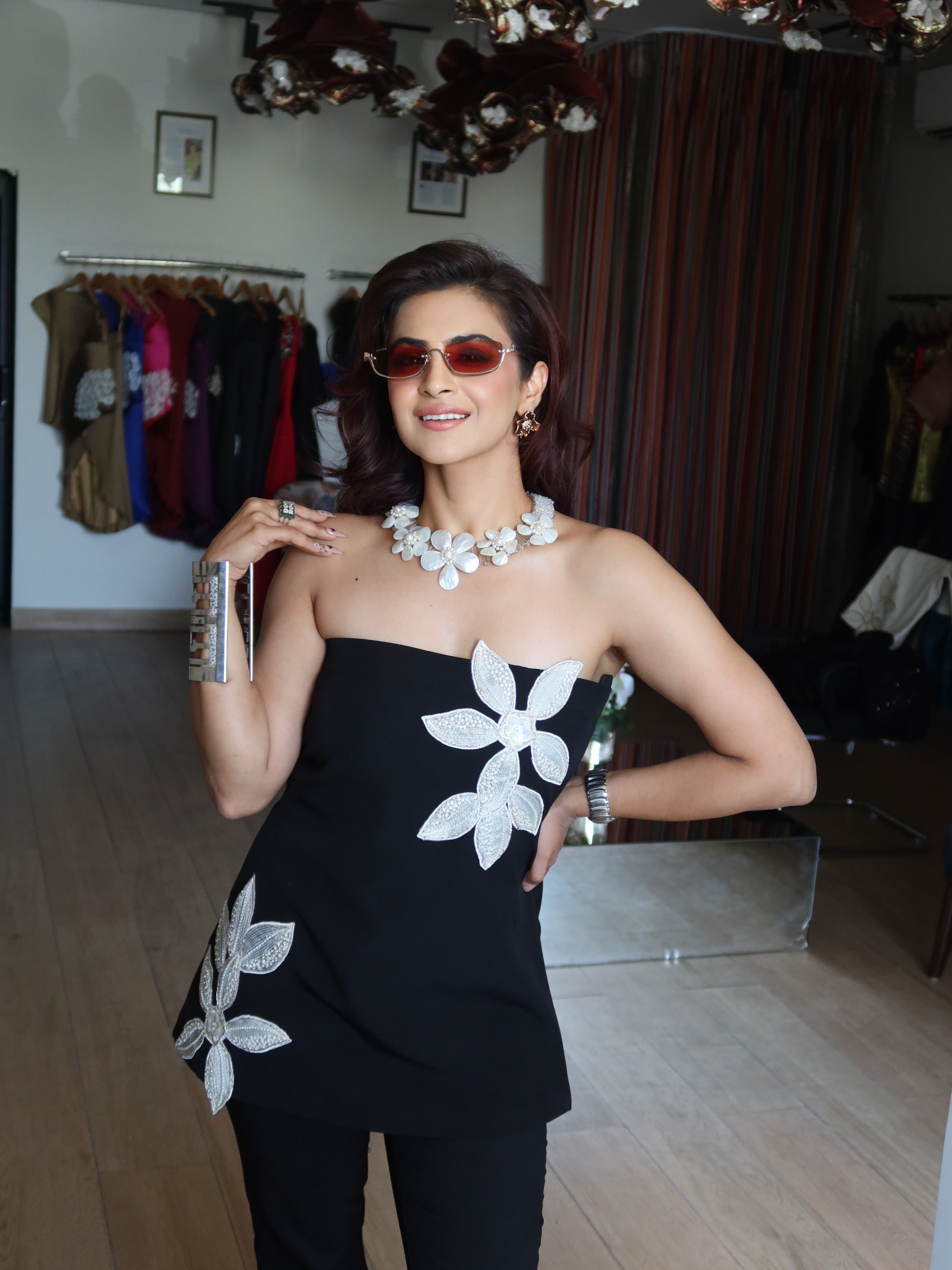 Black Floral Tube Top