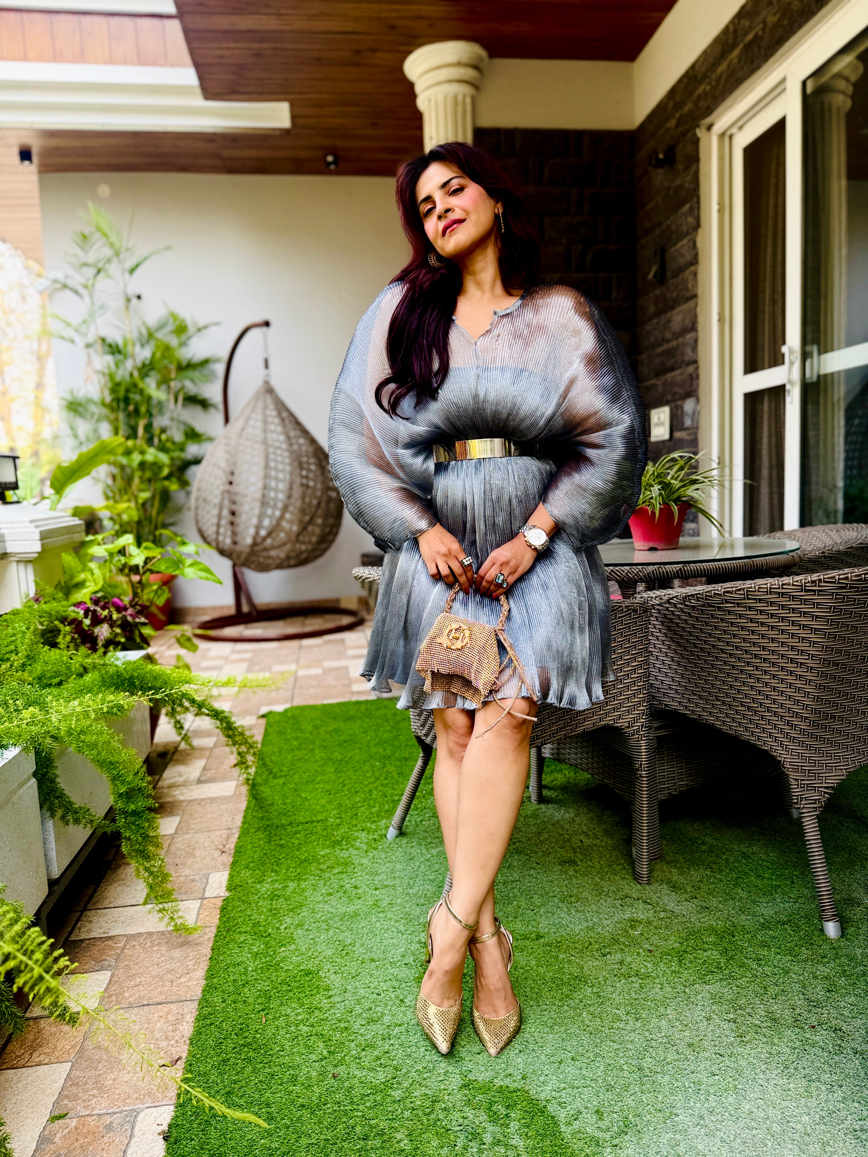 Platinum Glow Moon Dress in Silver