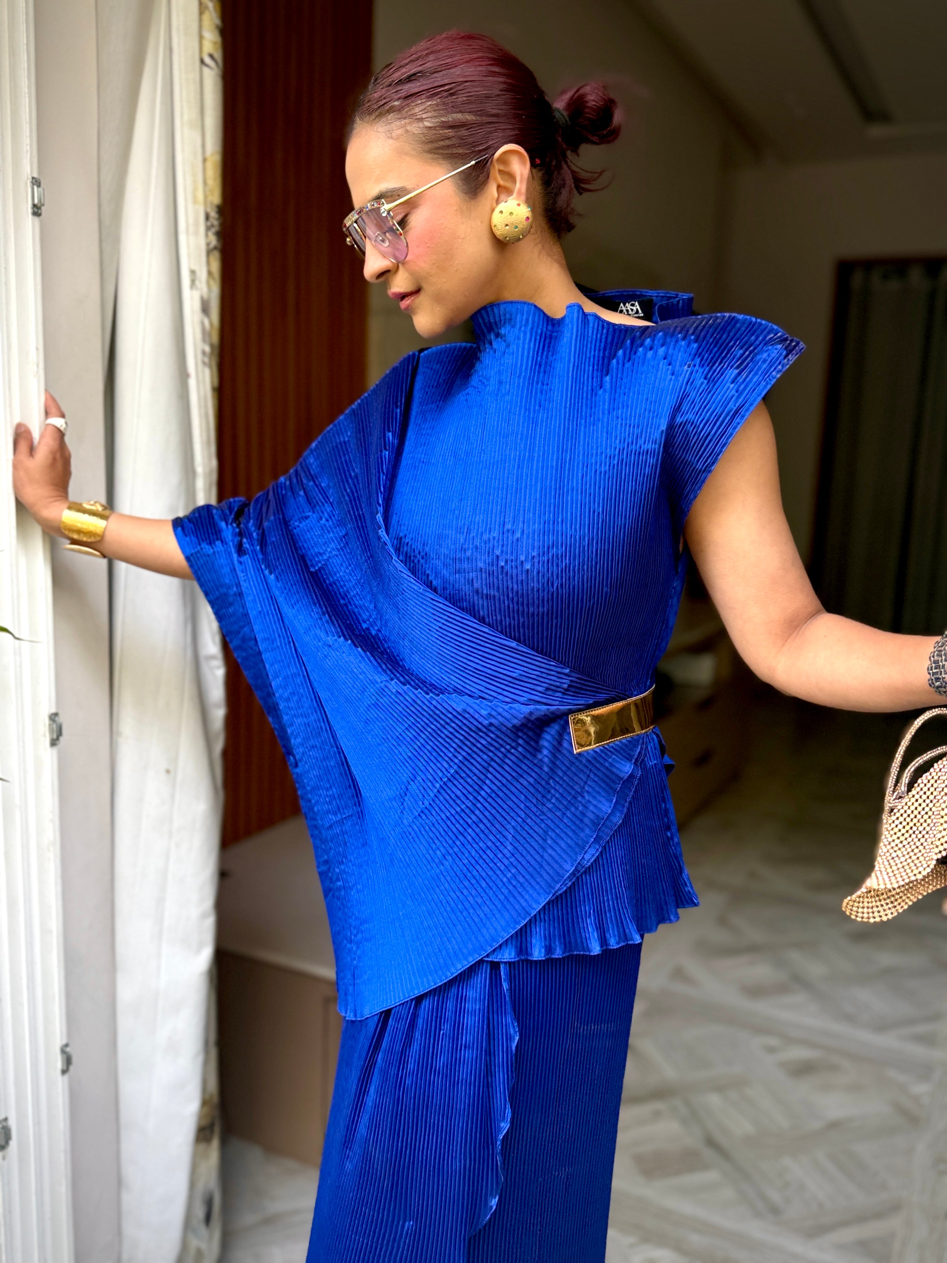 Sapphire Buckle Lunar Bloom Top in Electric Blue