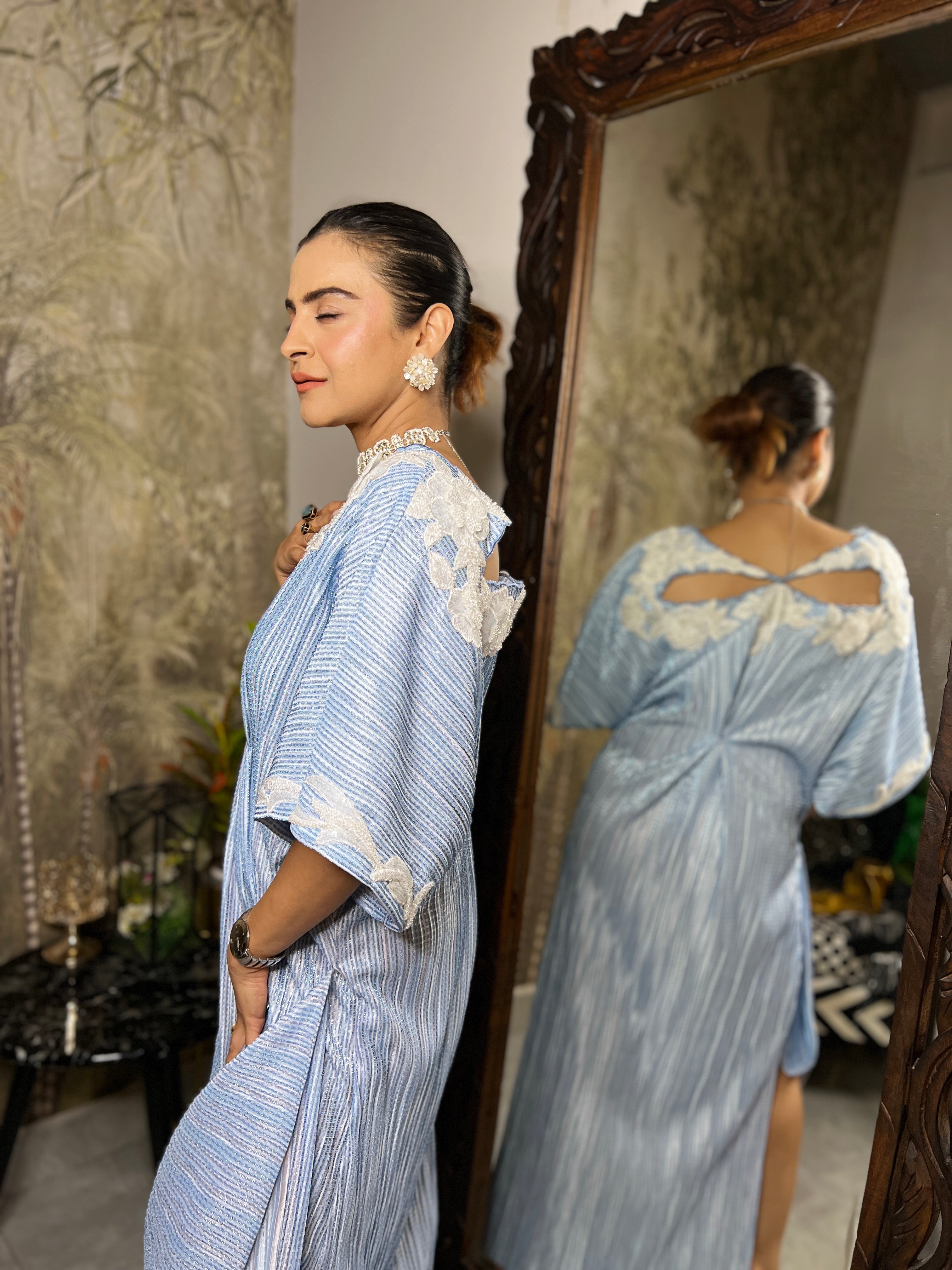 Blue moon embroidered kaftan