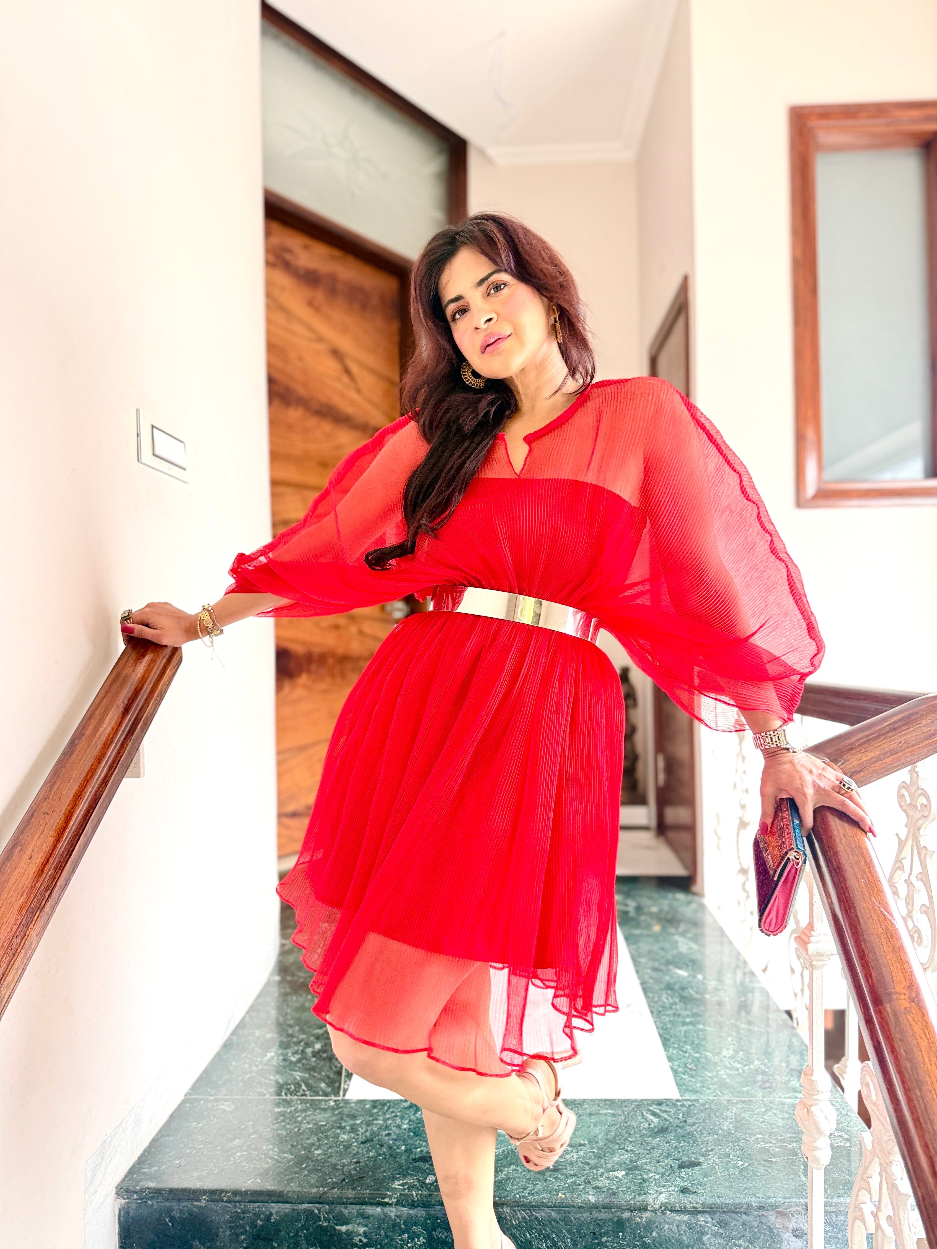 Scarlet Mist Moon Dress in Red