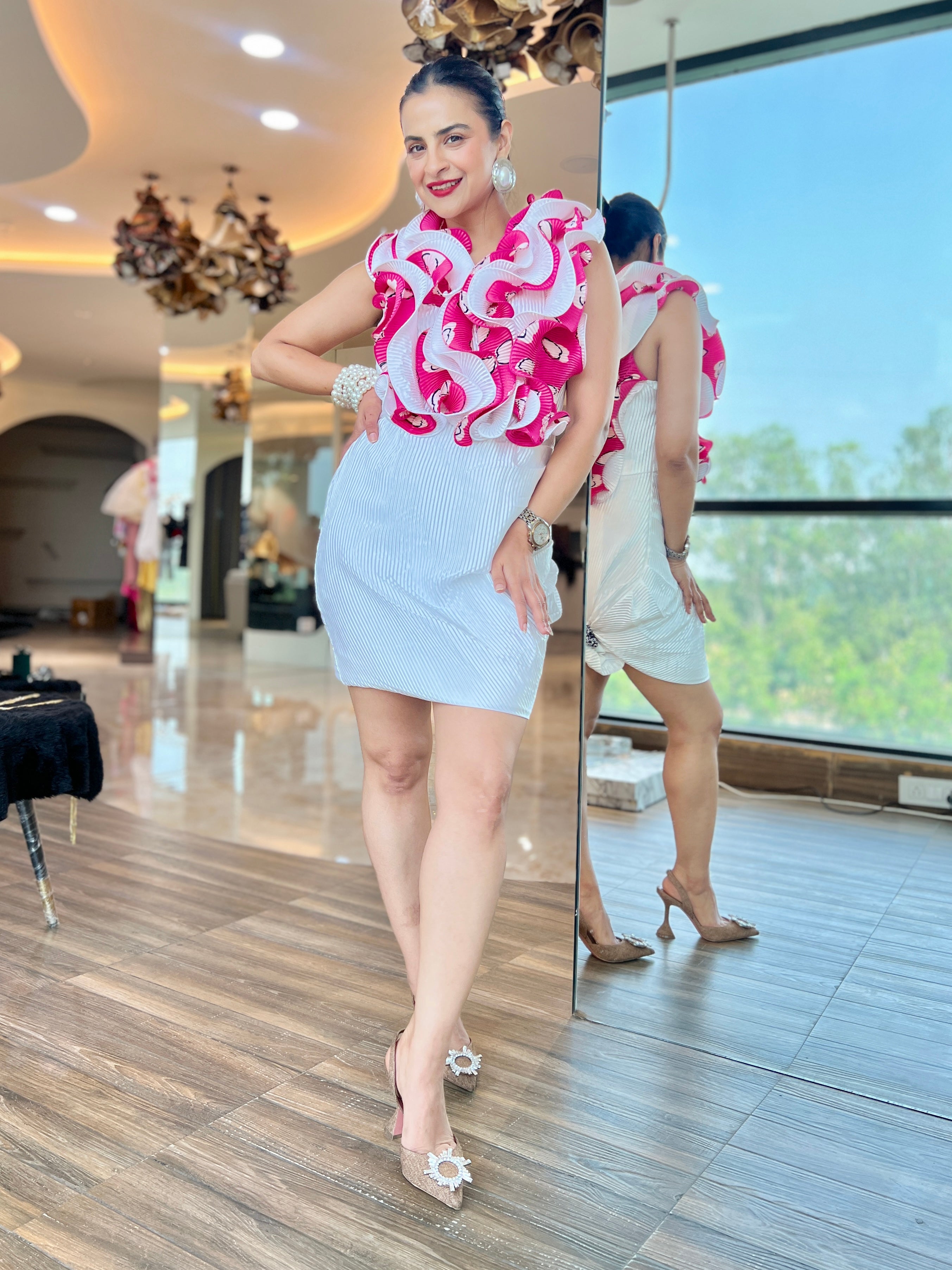 Ruffle dream dress in pink ethereal