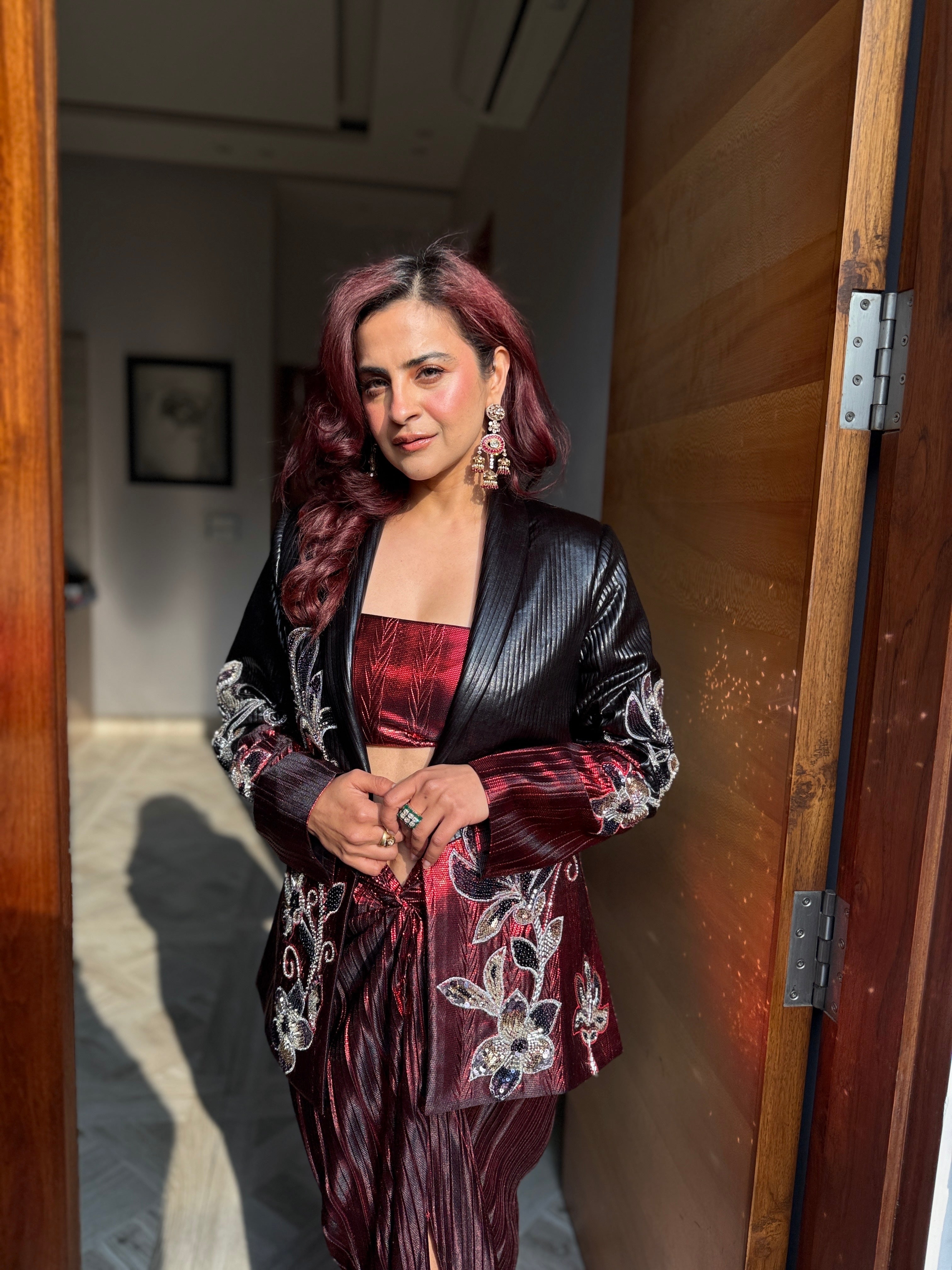 Rouge Obsidian Power Blazer  in Red and Black