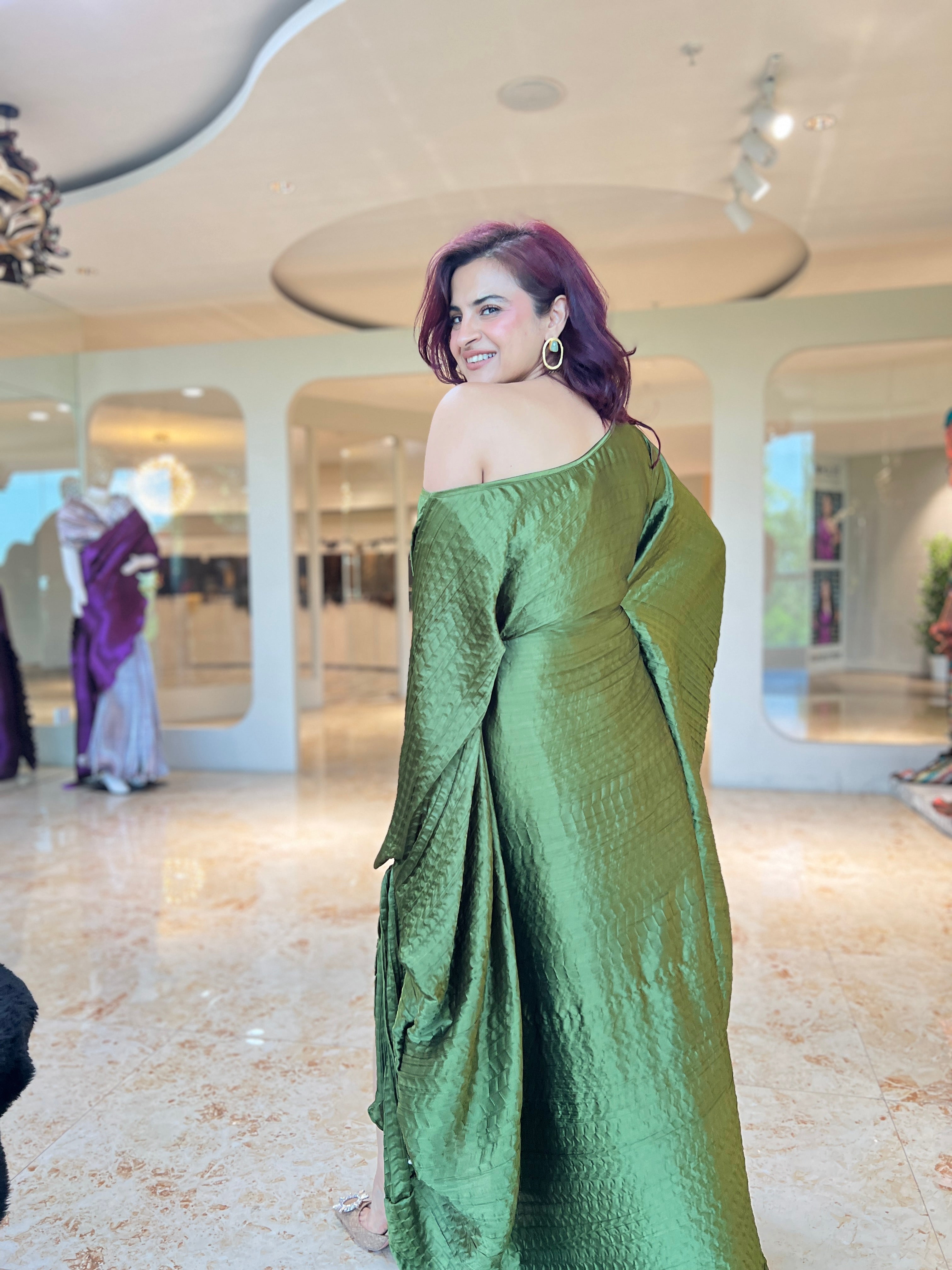 Emerald ruched kaftan