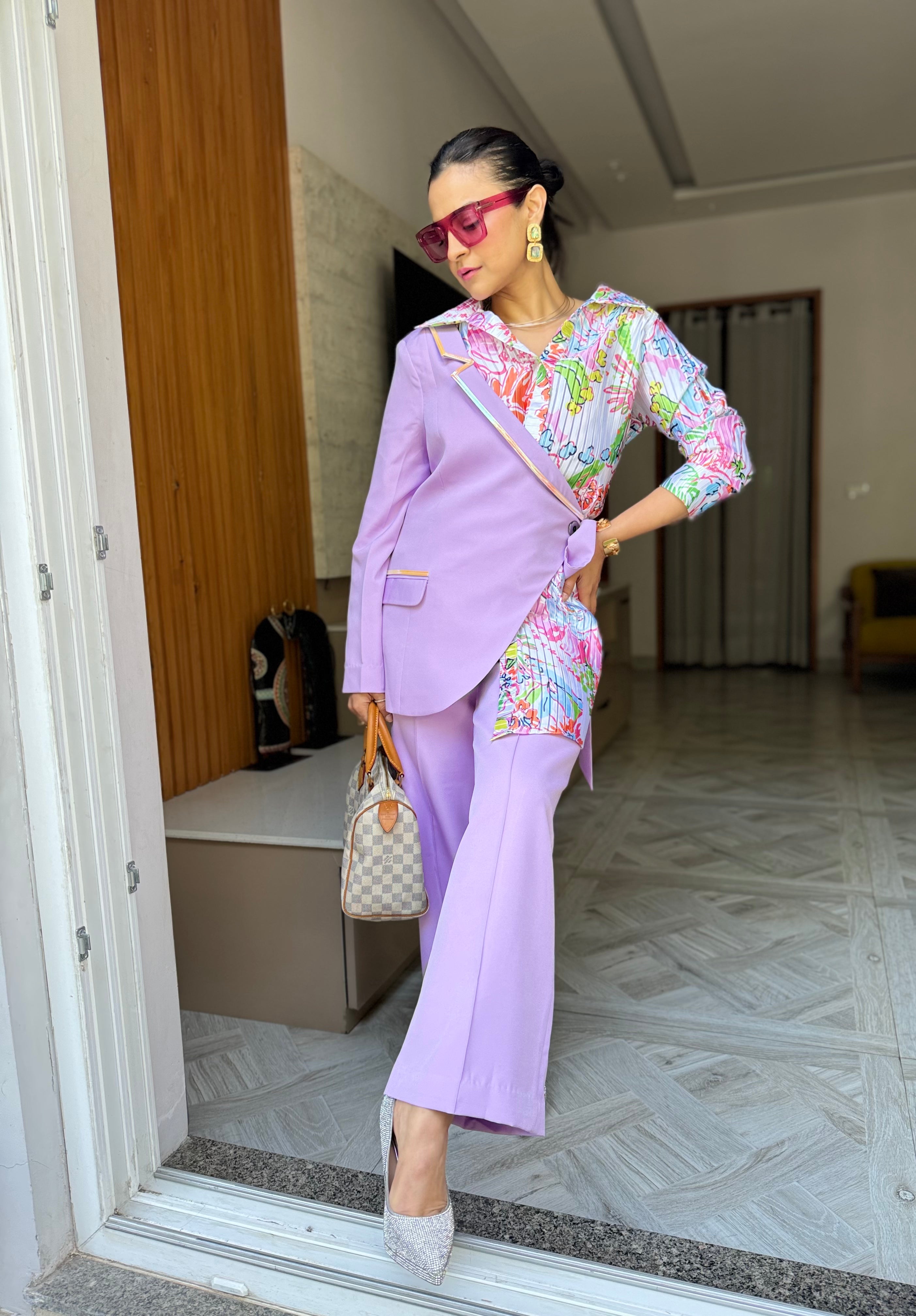 Wrap Power suit in Hyacinth