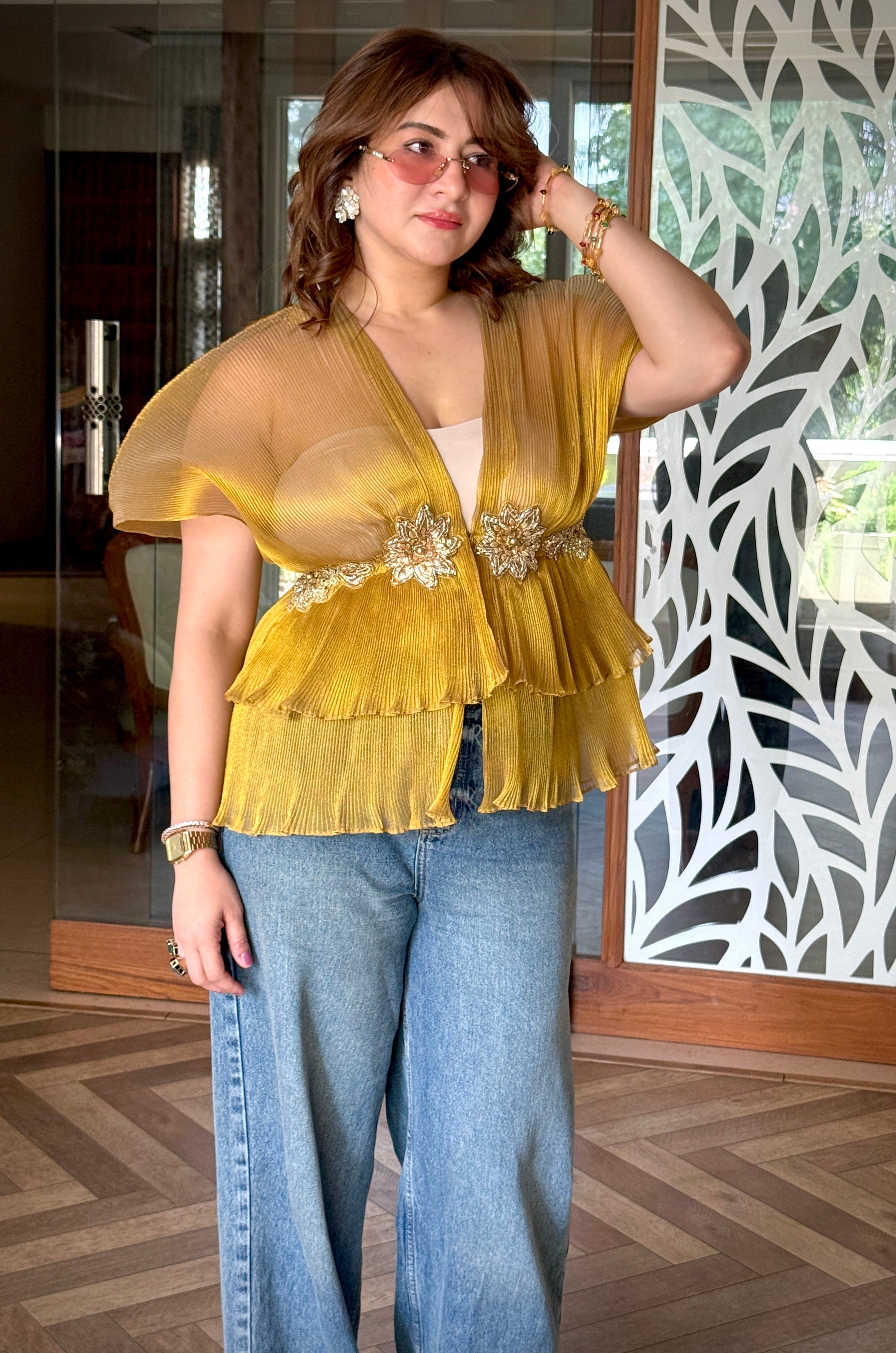 Sunrise Light Embroidered Moon Top