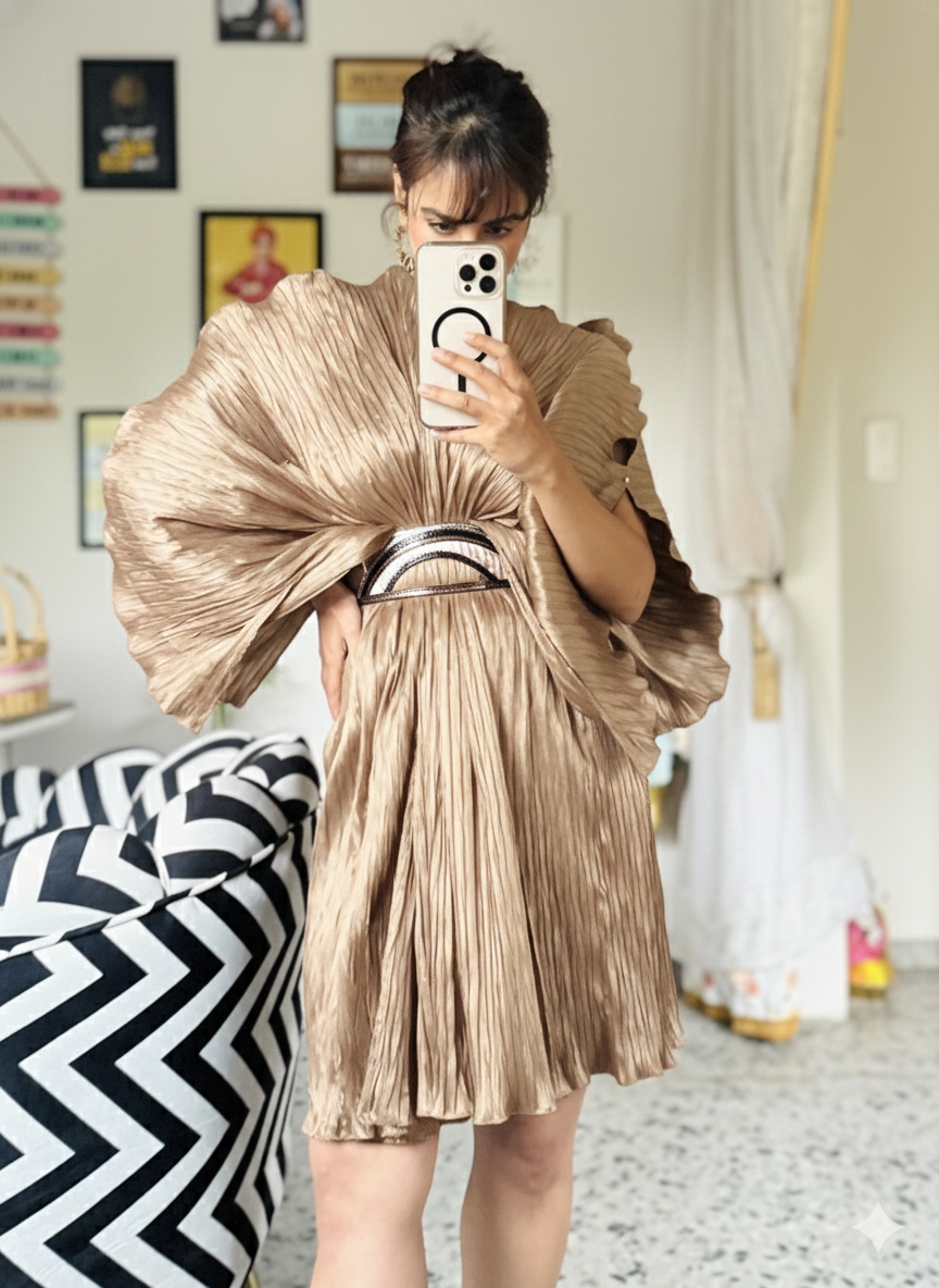 beige gauze dress