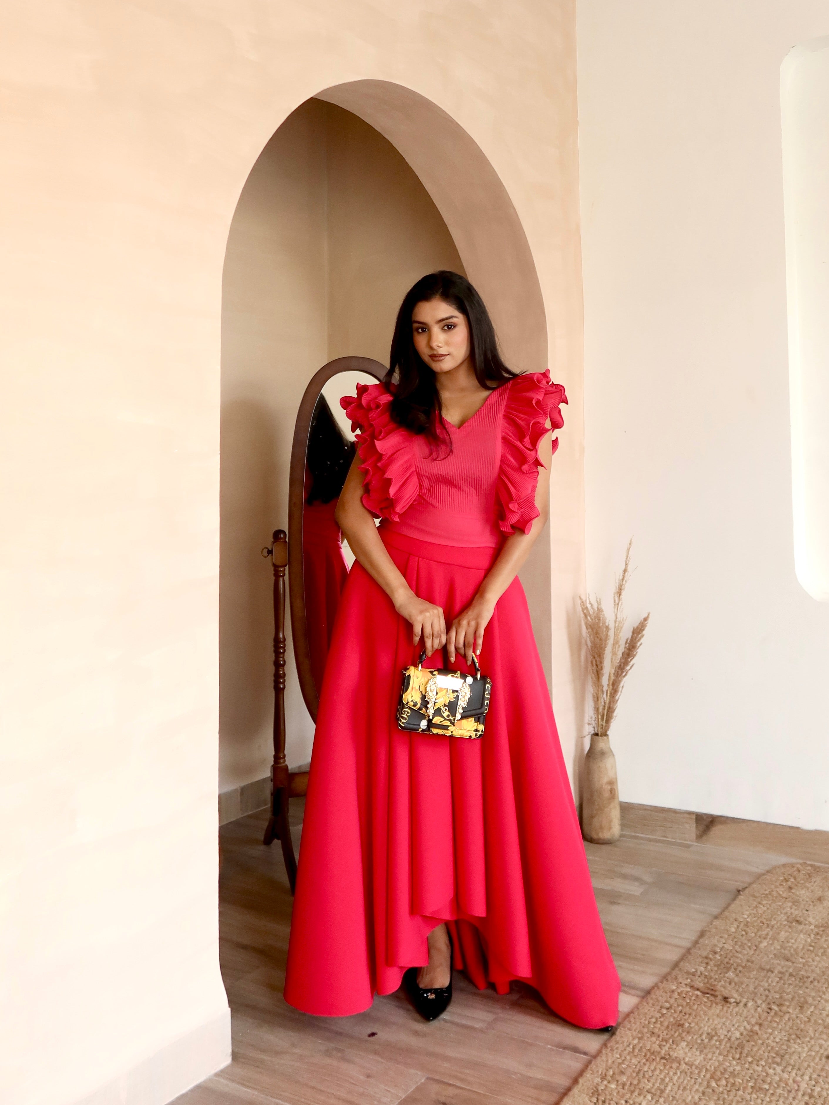 Rose Ruffle Affair Set in Pink and Red